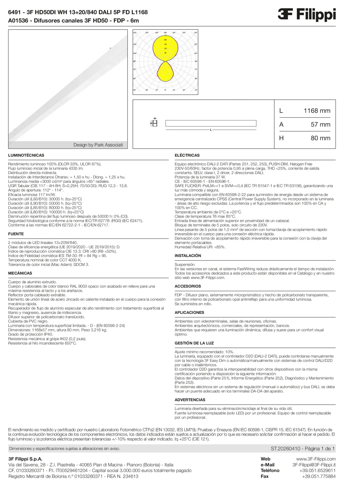6491+A01536 - 3F HD50DI WH 13+20-840 DALI 5P FD L1168 + FDP - Datasheet - es