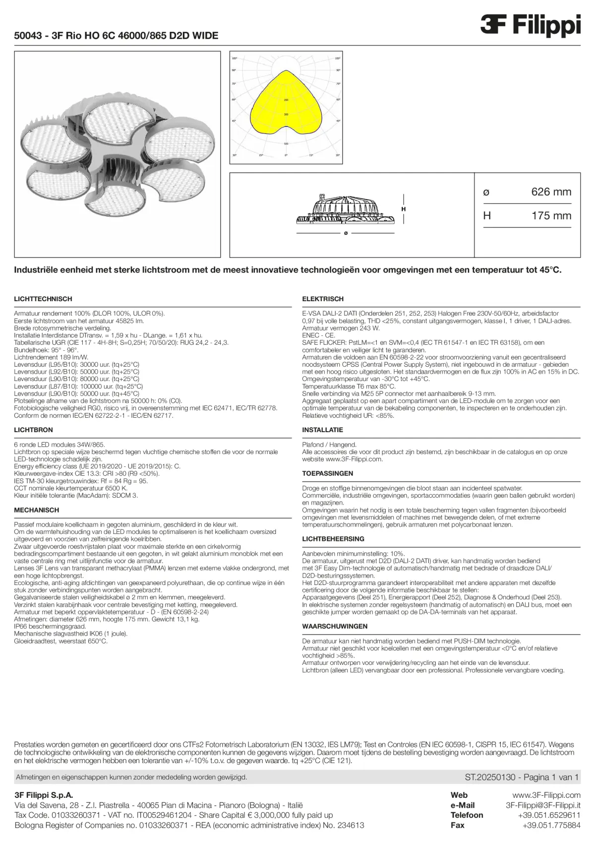 50043 - 3F Rio HO 6C 46000-865 D2D WIDE - Datasheet - nl