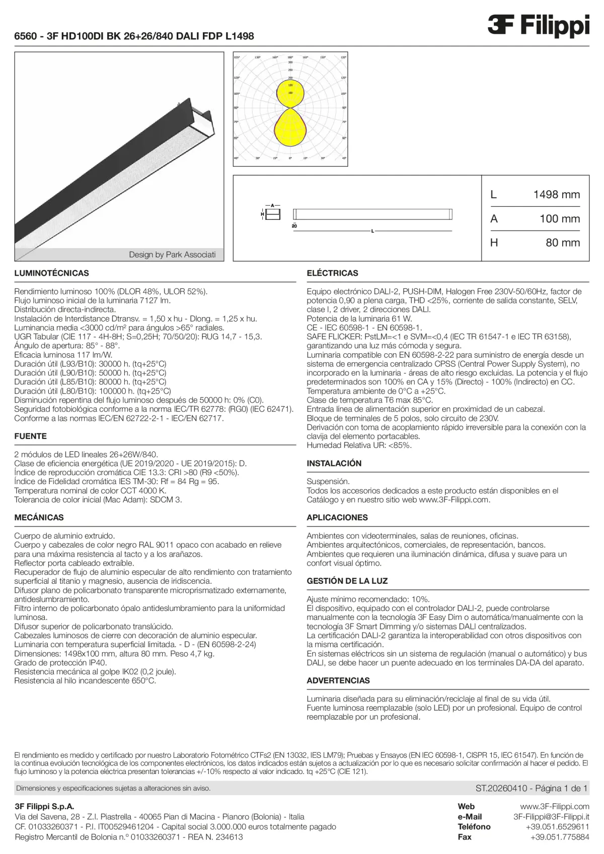 6560 - 3F HD100DI BK 26+26-840 DALI FDP L1498 - Datasheet - es
