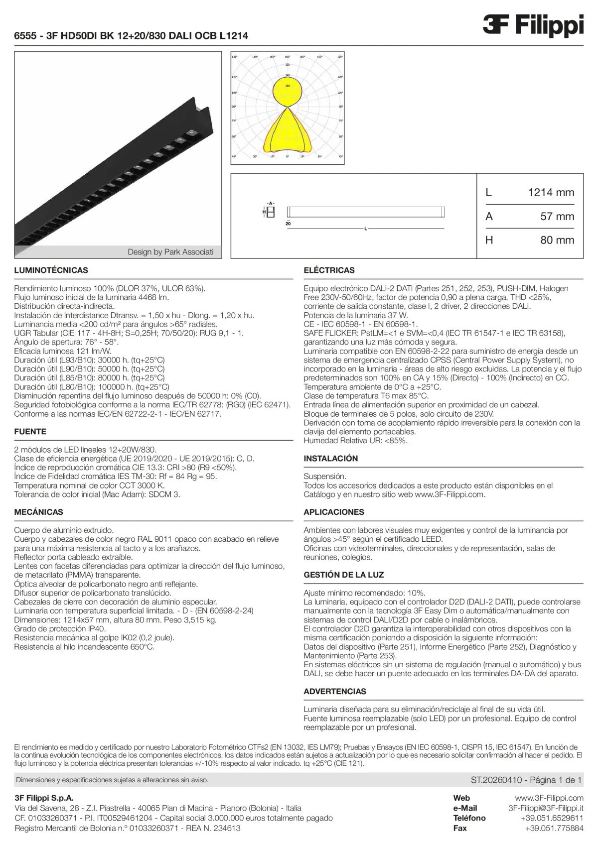 6555 - 3F HD50DI BK 12+20-830 DALI OCB L1214 - Datasheet - es