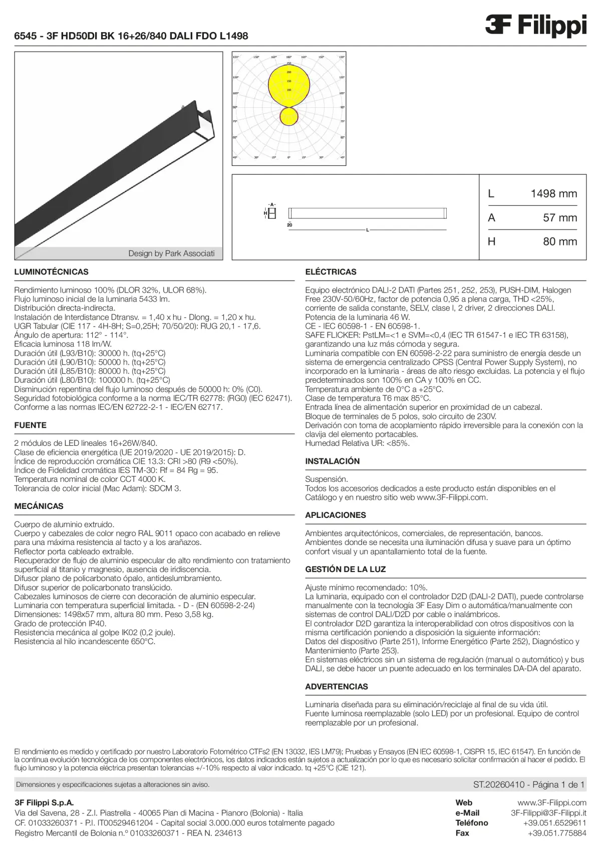 6545 - 3F HD50DI BK 16+26-840 DALI FDO L1498 - Datasheet - es