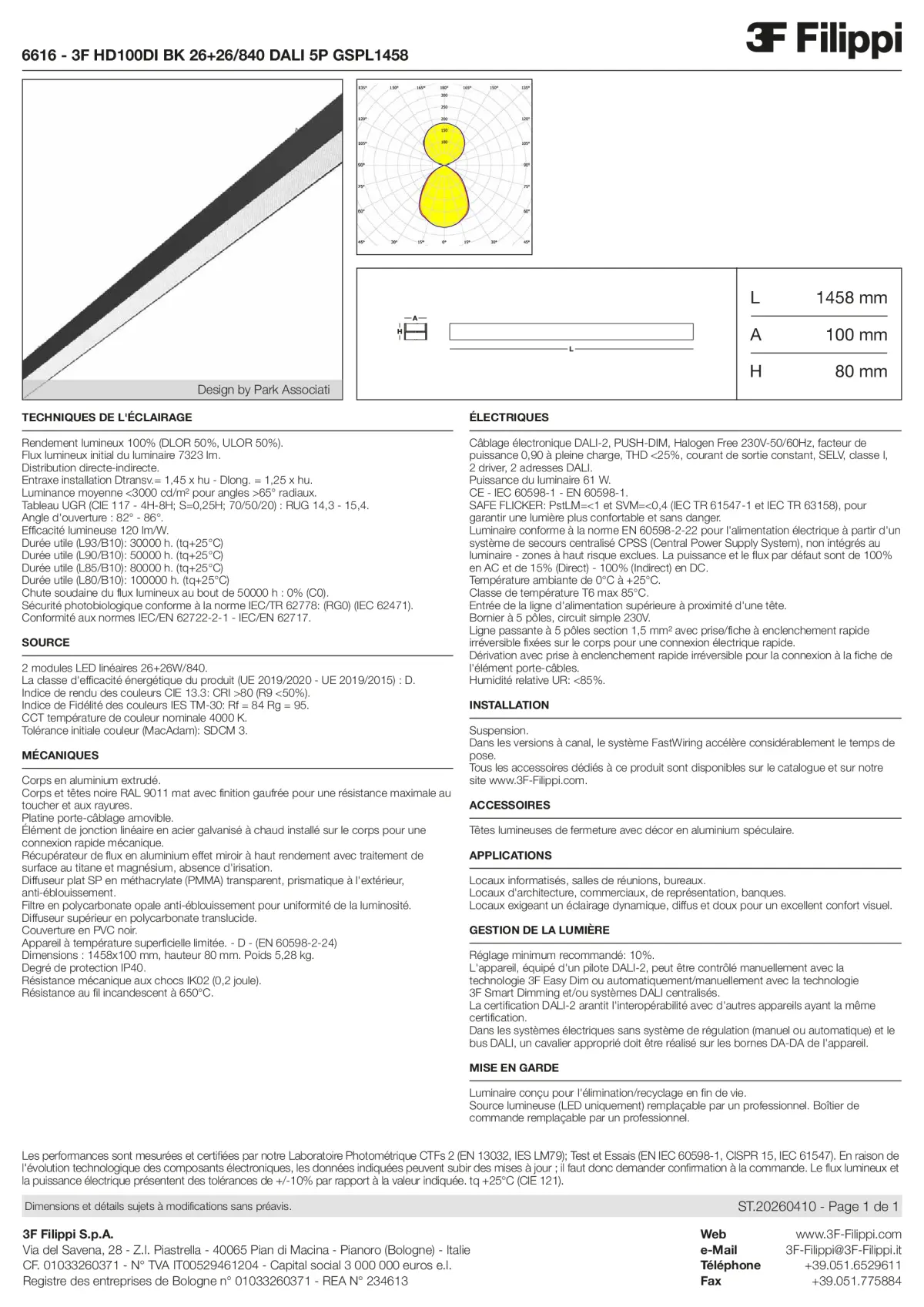 6616 - 3F HD100DI BK 26+26-840 DALI 5P GSPL1458 - Datasheet - fr