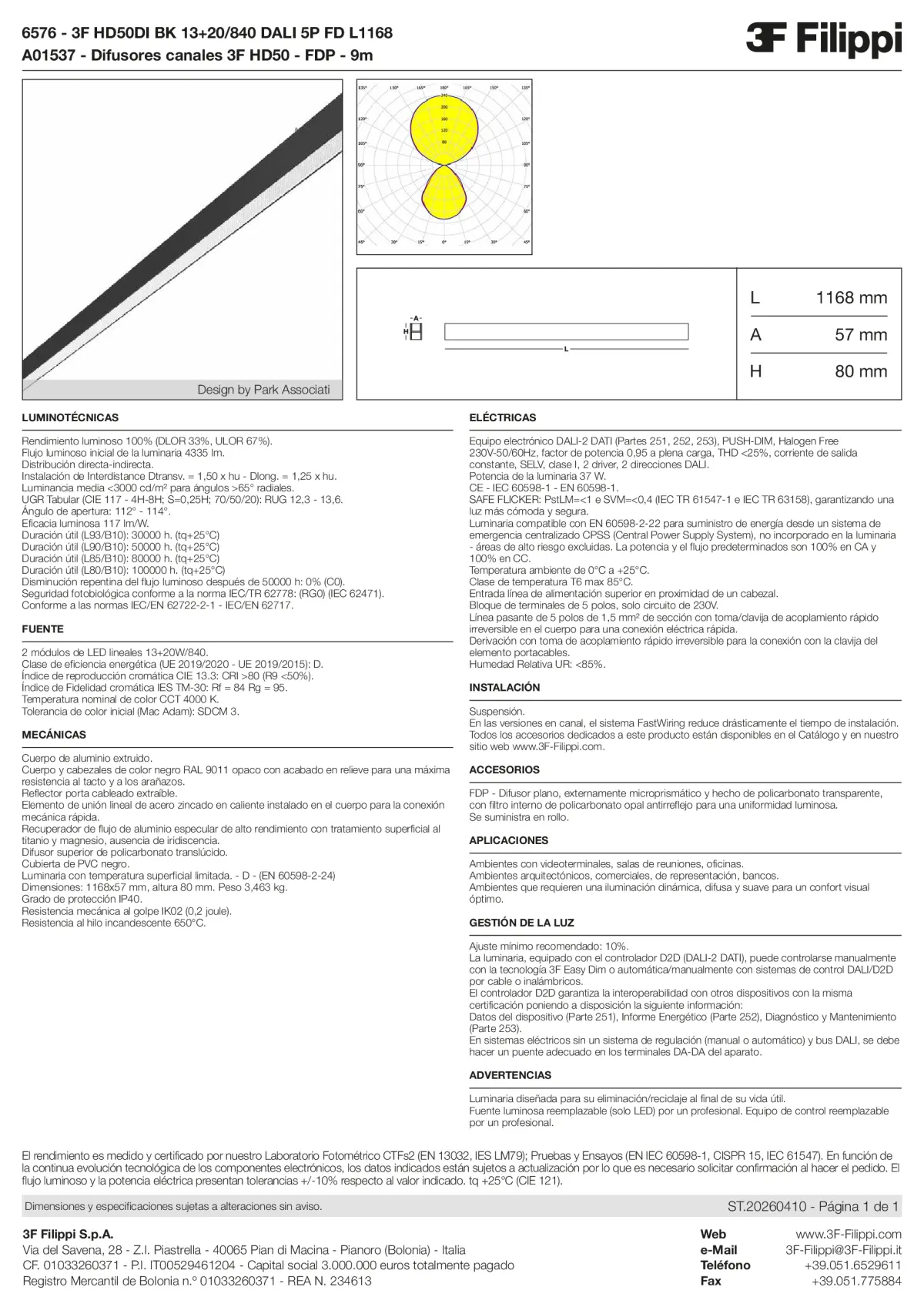 6576+A01537 - 3F HD50DI BK 13+20-840 DALI 5P FD L1168 + FDP - Datasheet - es