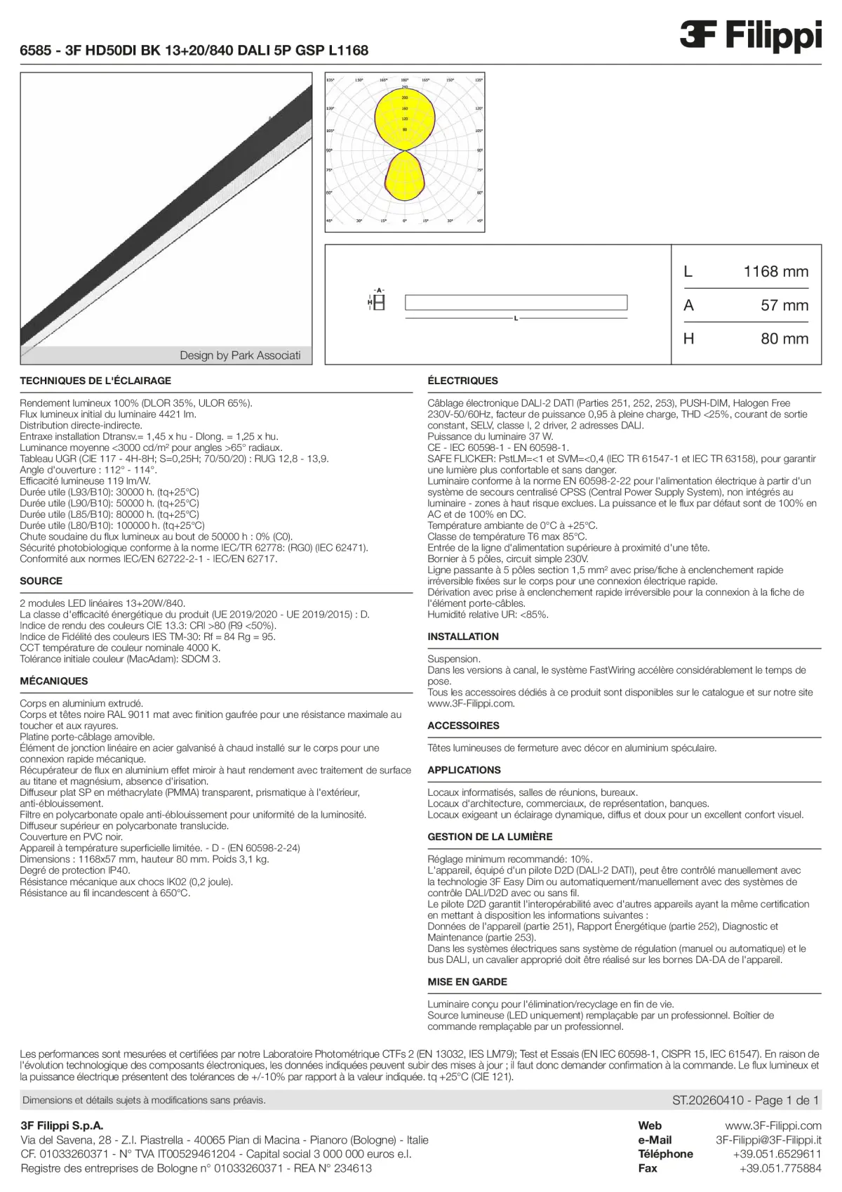 6585 - 3F HD50DI BK 13+20-840 DALI 5P GSP L1168 - Datasheet - fr