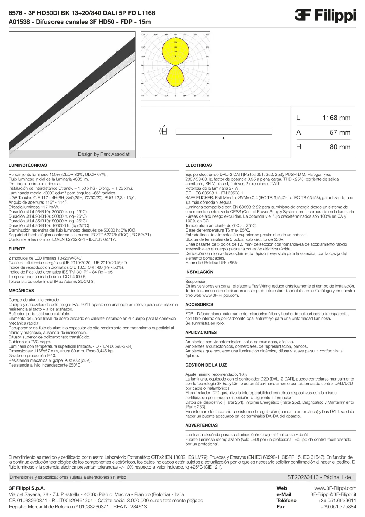6576+A01538 - 3F HD50DI BK 13+20-840 DALI 5P FD L1168 + FDP - Datasheet - es