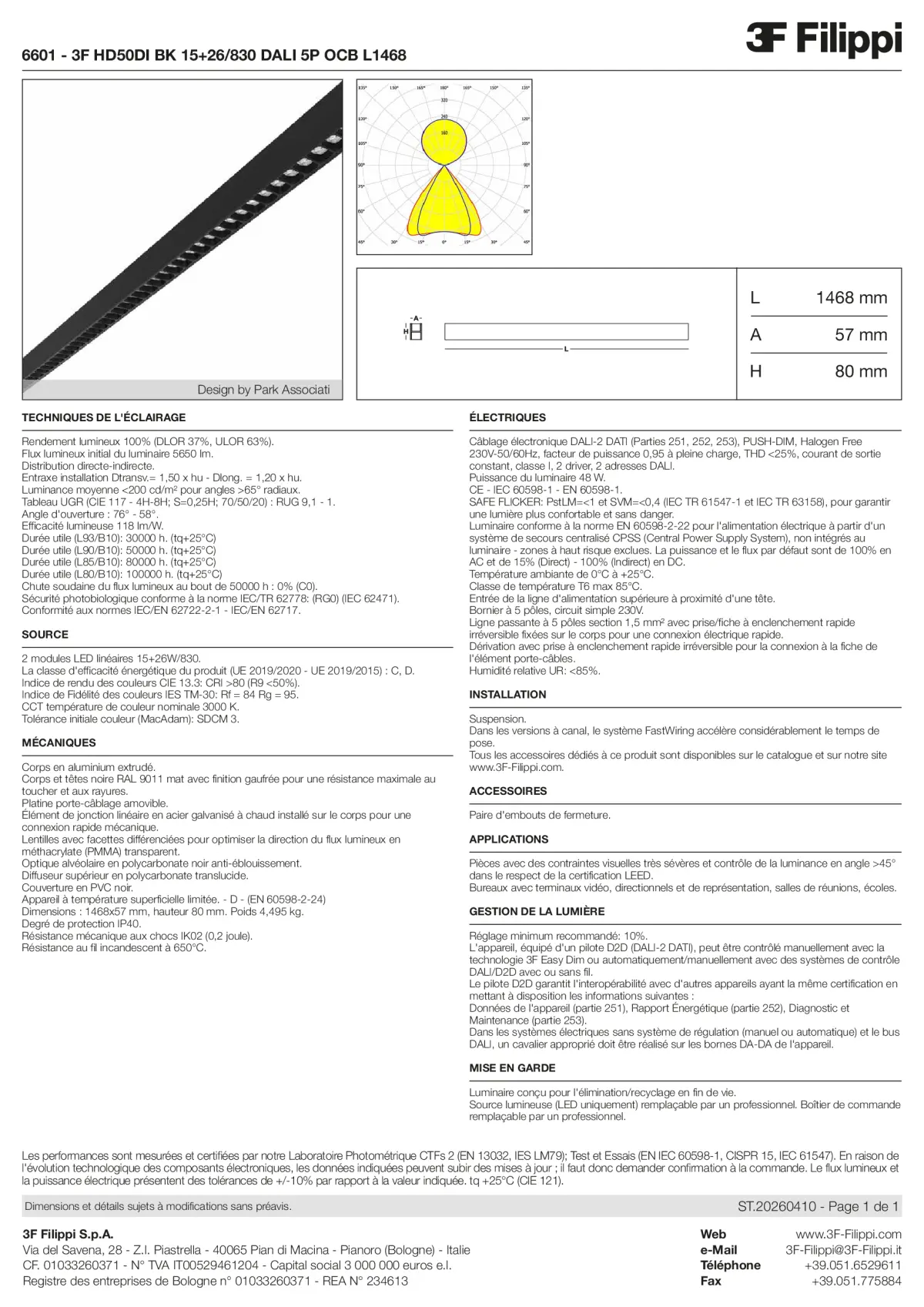 6601 - 3F HD50DI BK 15+26-830 DALI 5P OCB L1468 - Datasheet - fr