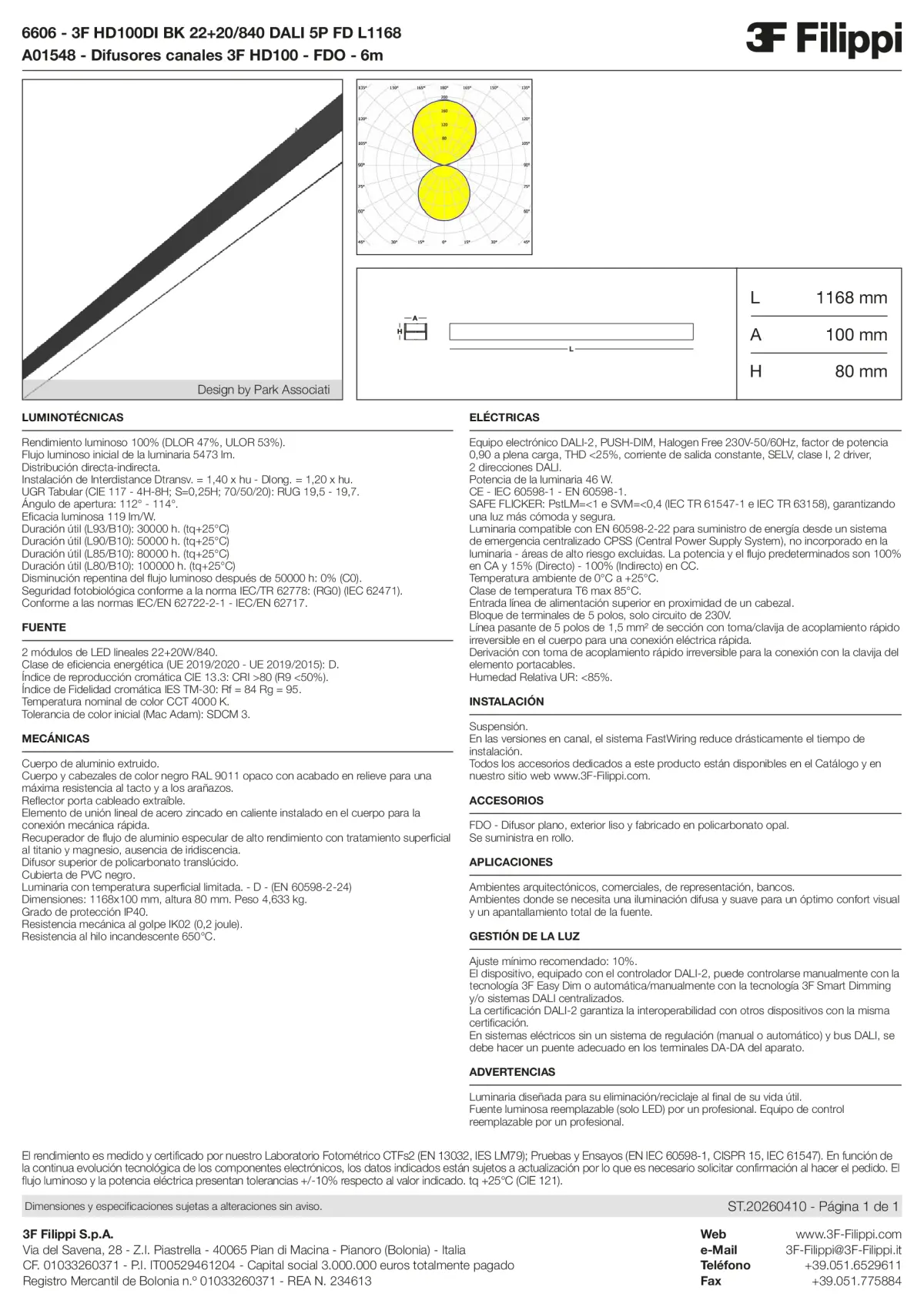 6606+A01548 - 3F HD100DI BK 22+20-840 DALI 5P FD L1168 + FDO - Datasheet - es