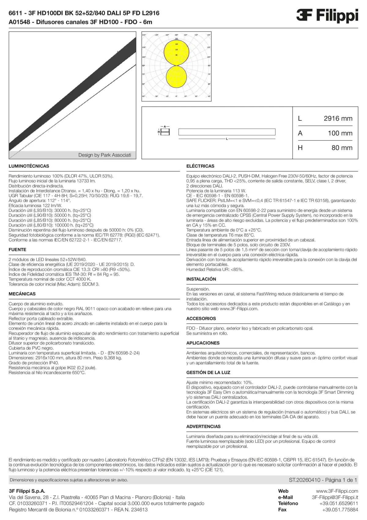 6611+A01548 - 3F HD100DI BK 52+52-840 DALI 5P FD L2916 + FDO - Datasheet - es