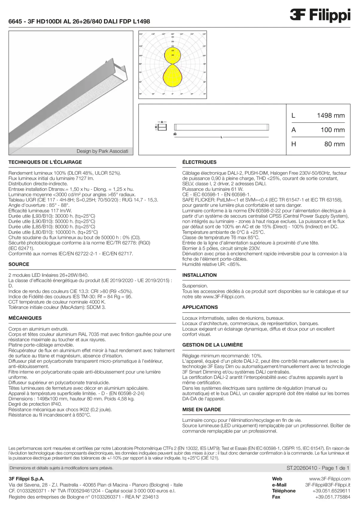 6645 - 3F HD100DI AL 26+26-840 DALI FDP L1498 - Datasheet - fr