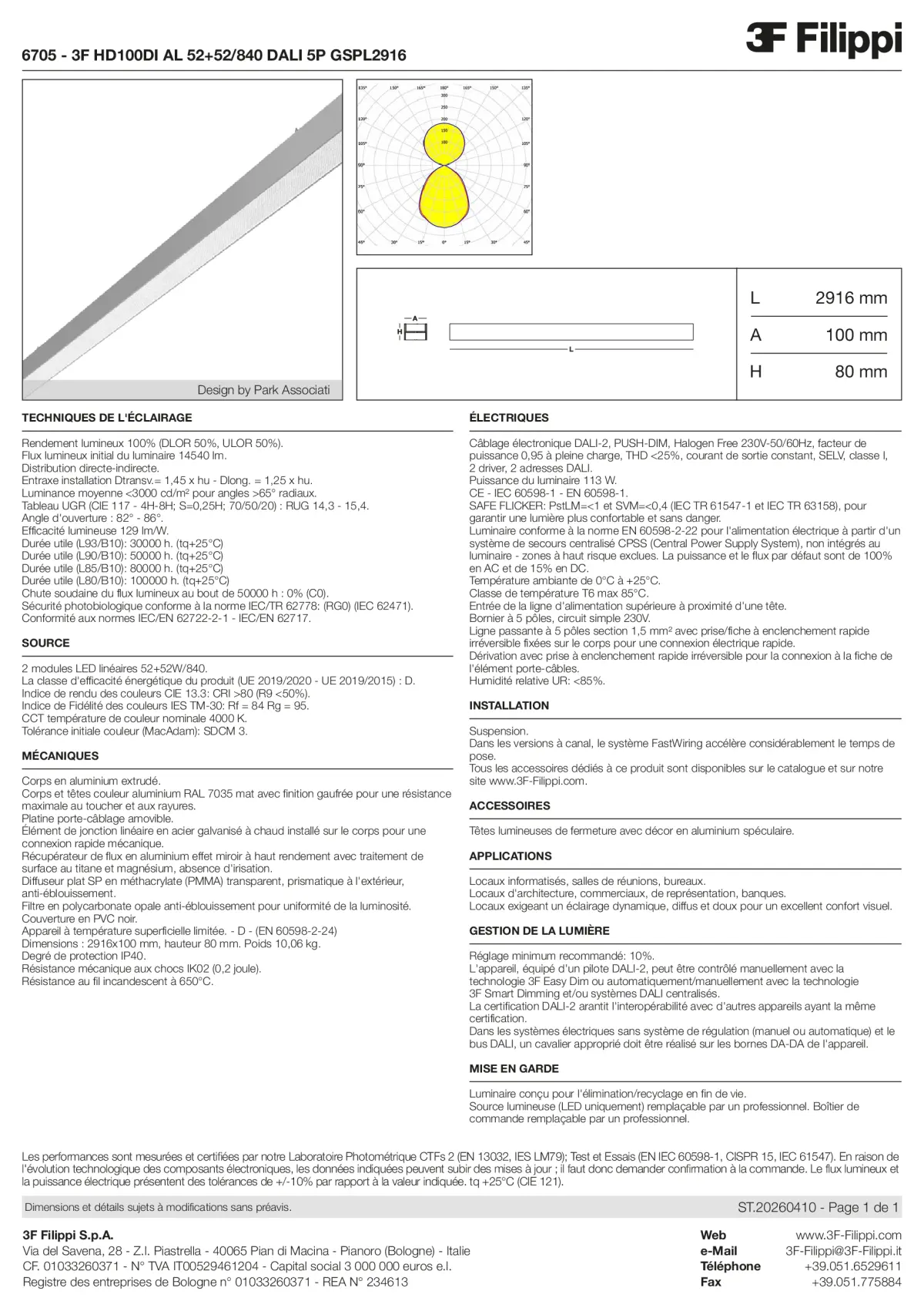 6705 - 3F HD100DI AL 52+52-840 DALI 5P GSPL2916 - Datasheet - fr