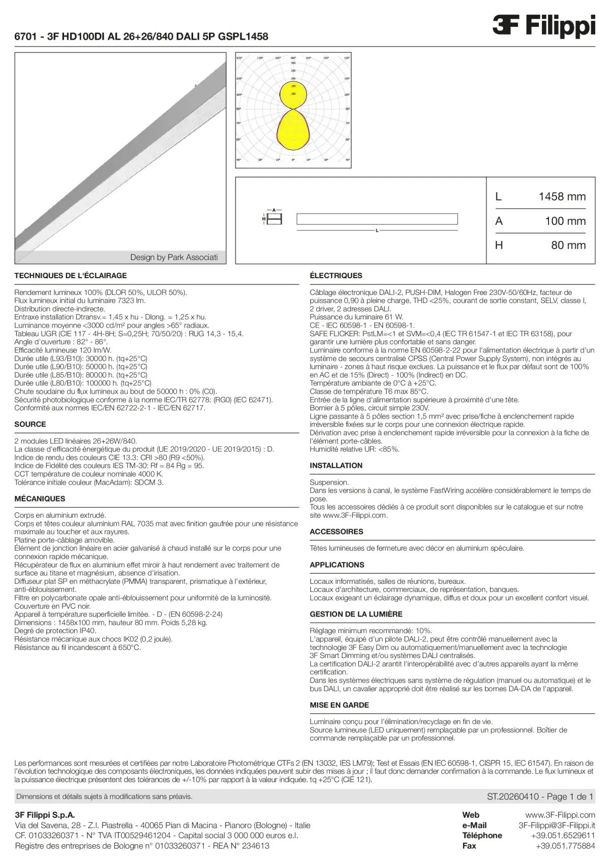 6701 - 3F HD100DI AL 26+26-840 DALI 5P GSPL1458 - Datasheet - fr