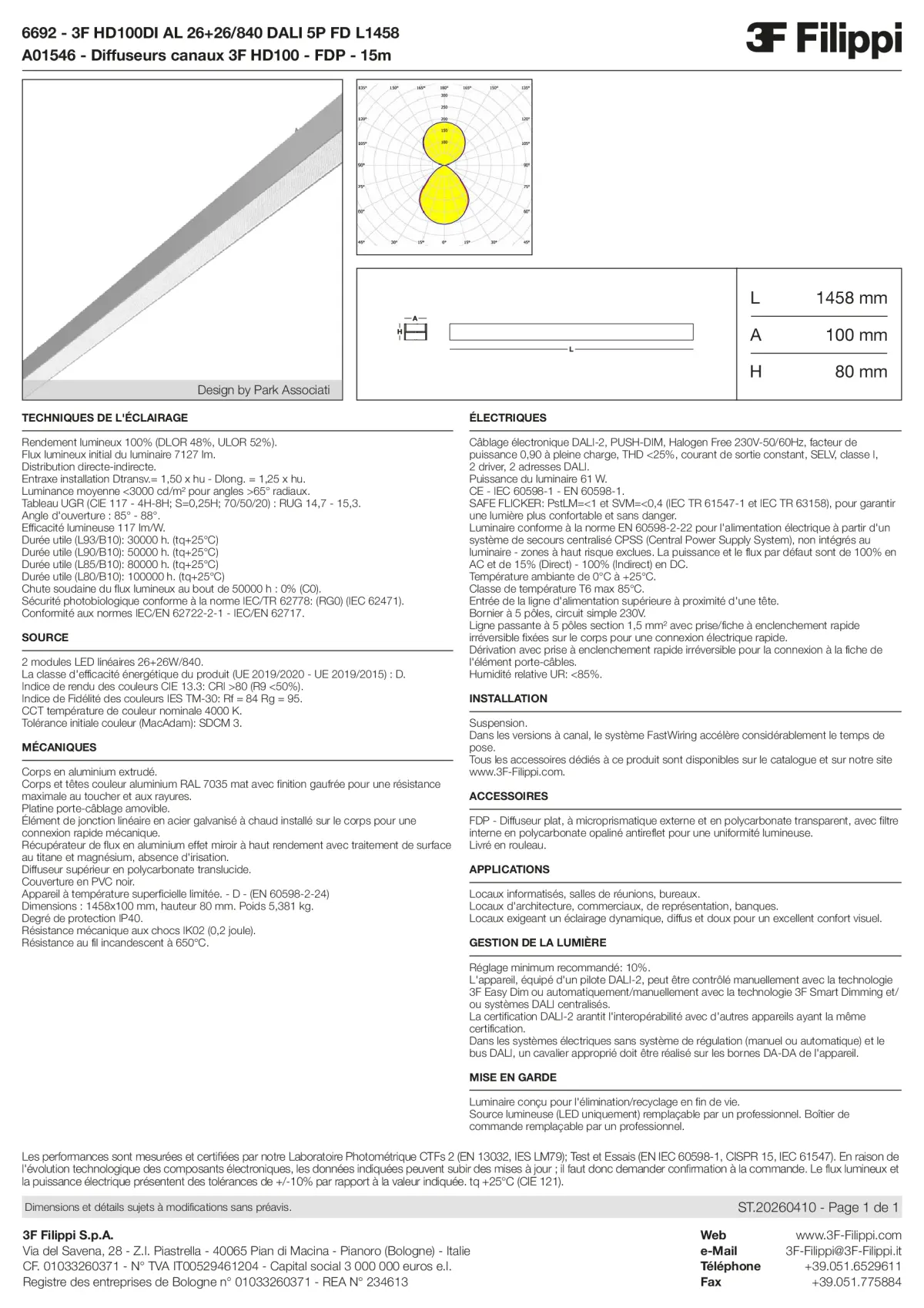 6692+A01546 - 3F HD100DI AL 26+26-840 DALI 5P FD L1458 + FDP - Datasheet - fr