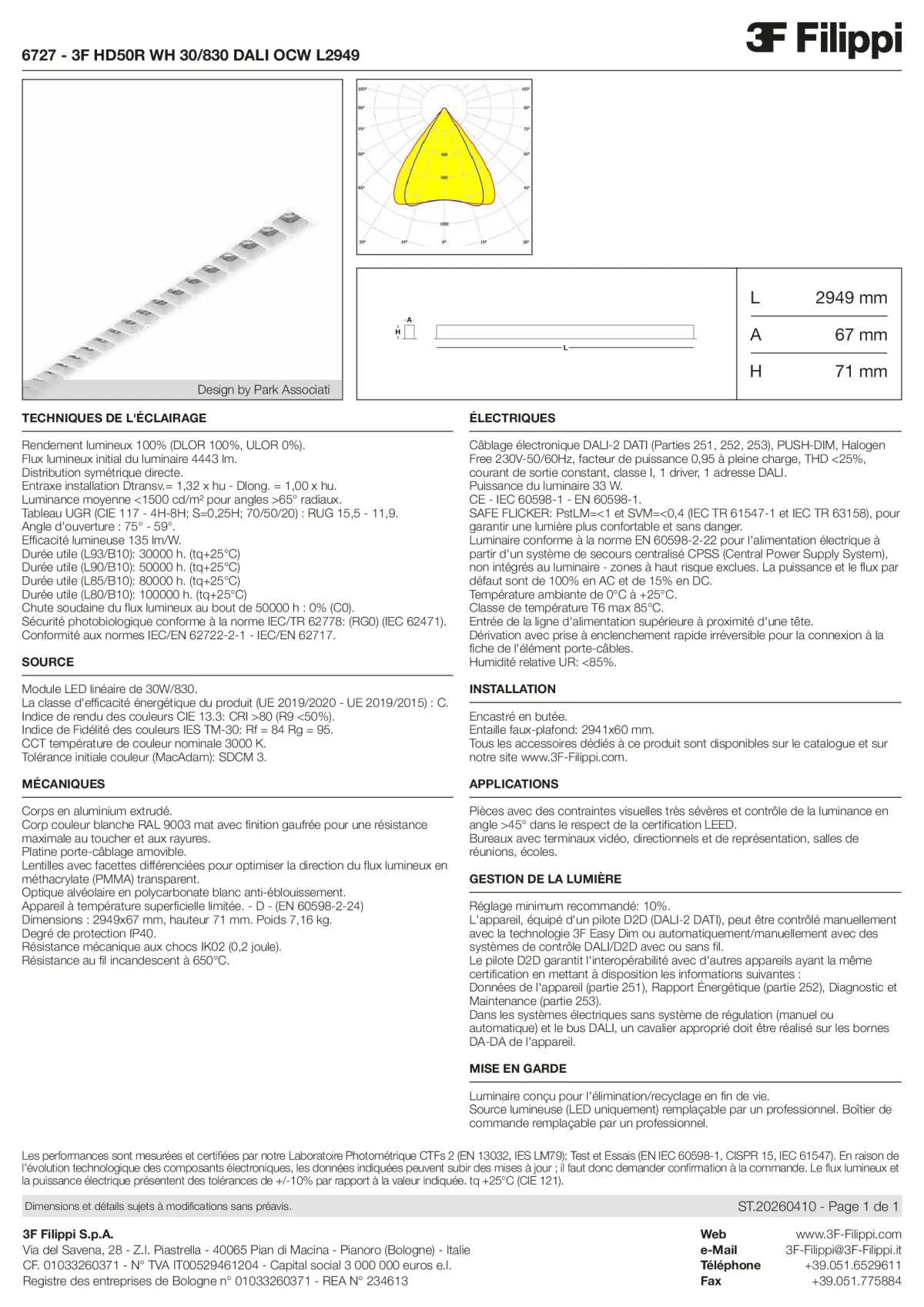 6727 - 3F HD50R WH 30-830 DALI OCW L2949 - Datasheet - fr