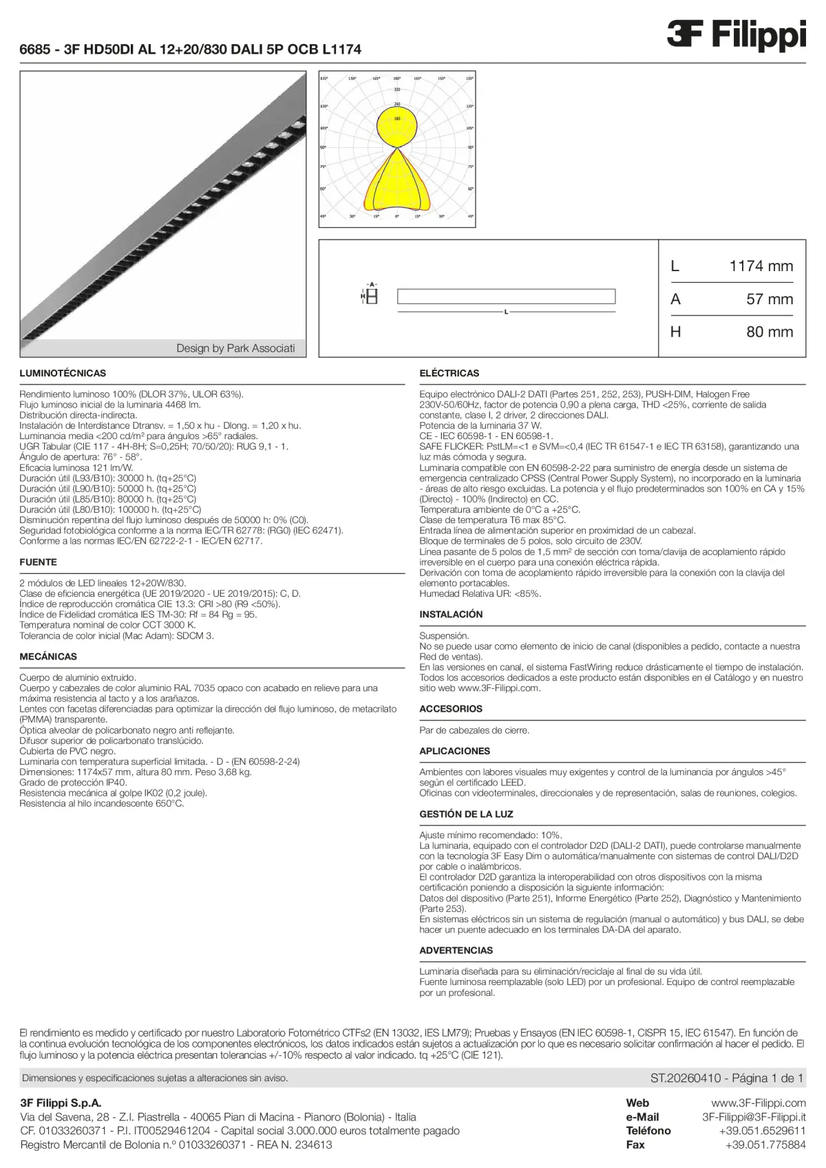 6685 - 3F HD50DI AL 12+20-830 DALI 5P OCB L1174 - Datasheet - es