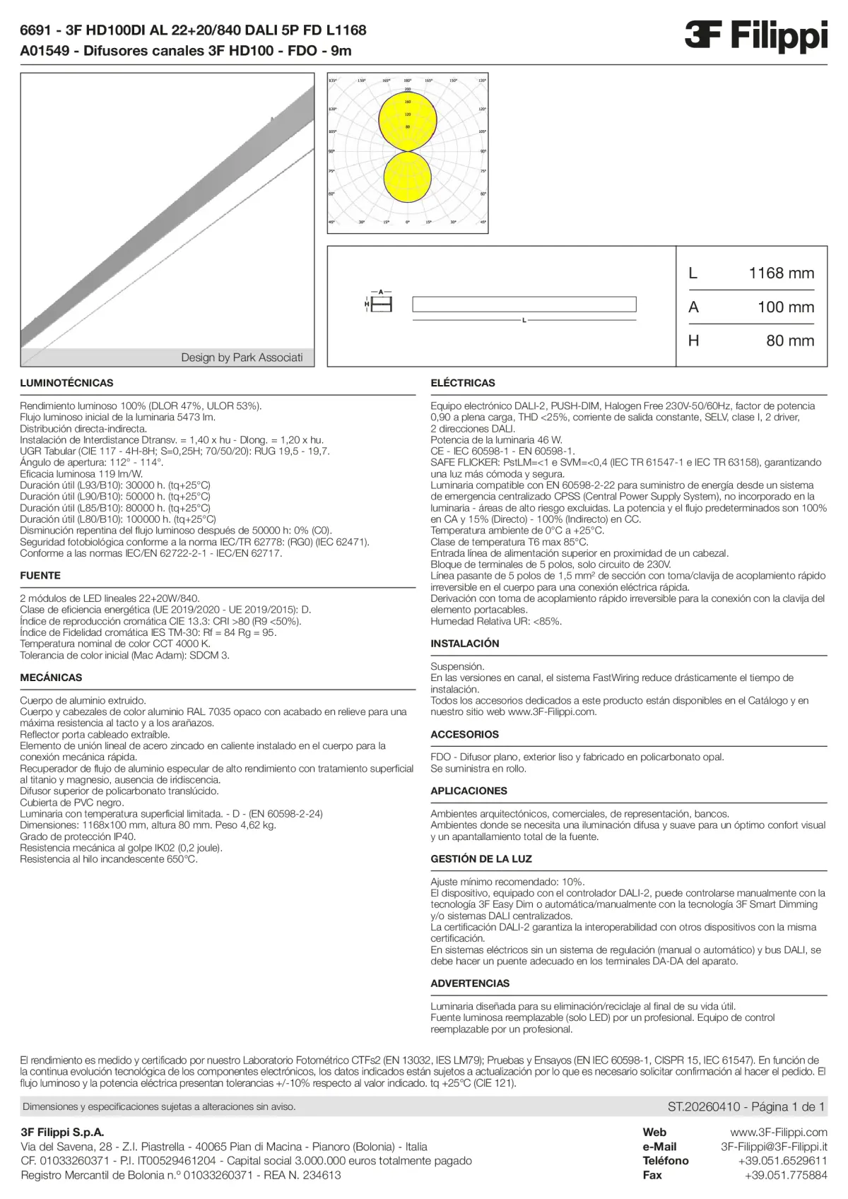 6691+A01549 - 3F HD100DI AL 22+20-840 DALI 5P FD L1168 + FDO - Datasheet - es