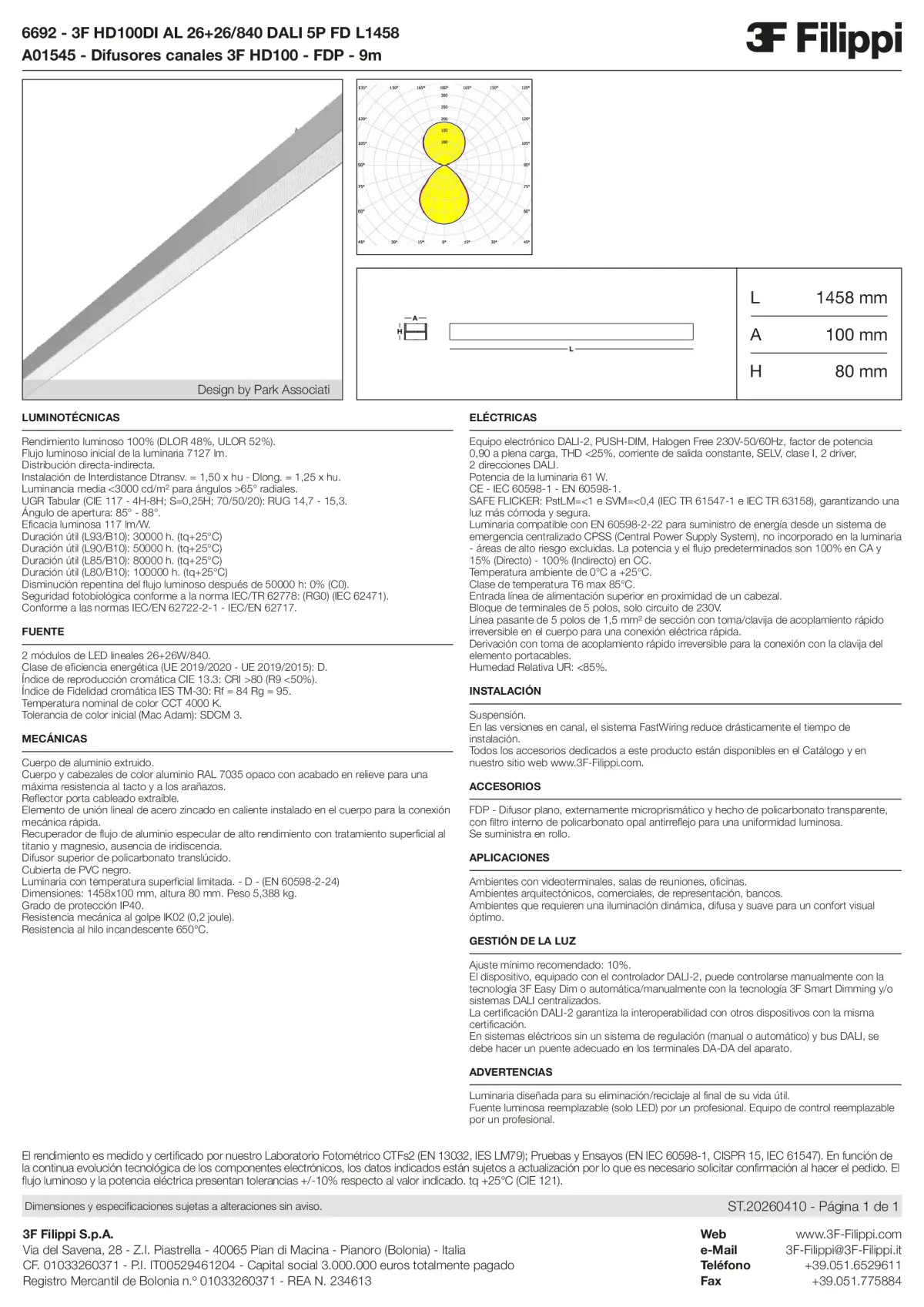 6692+A01545 - 3F HD100DI AL 26+26-840 DALI 5P FD L1458 + FDP - Datasheet - es