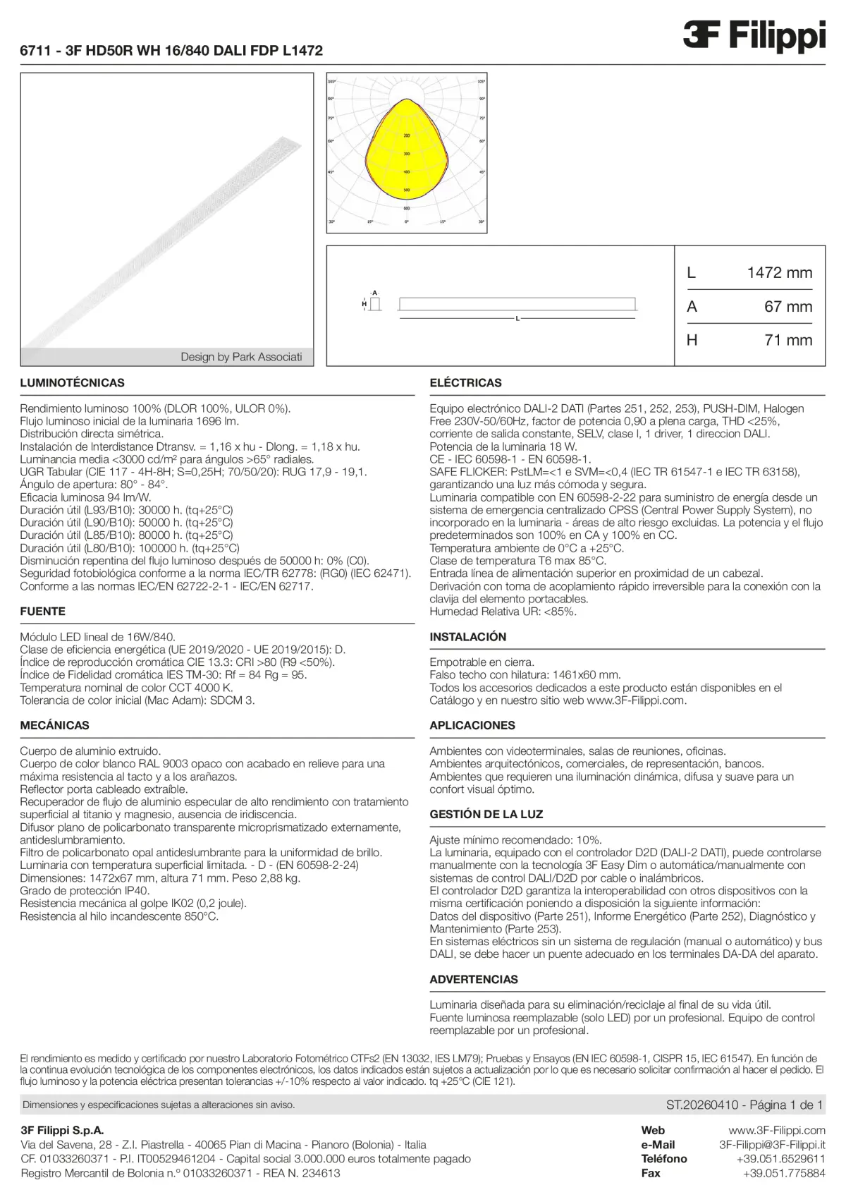 6711 - 3F HD50R WH 16-840 DALI FDP L1472 - Datasheet - es