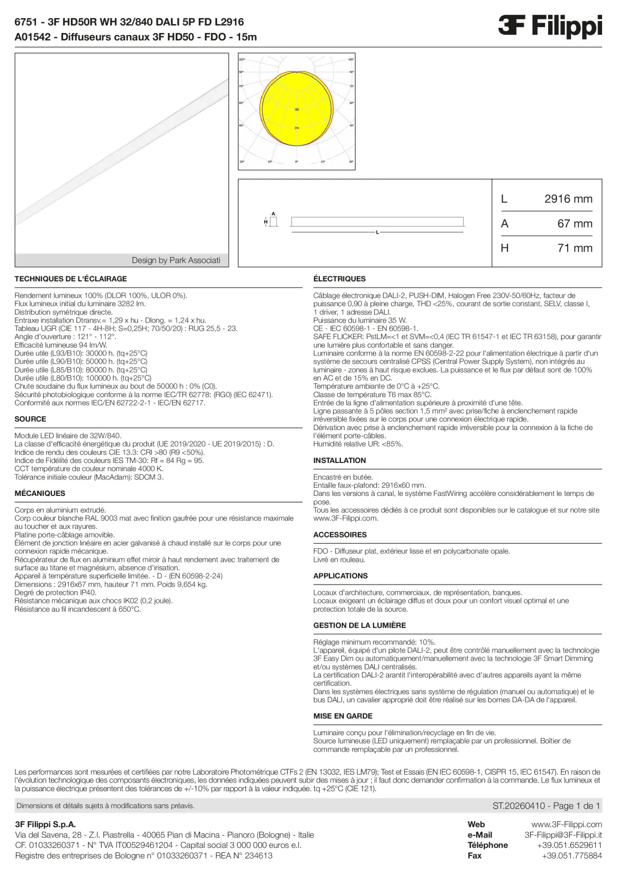 6751+A01542 - 3F HD50R WH 32-840 DALI 5P FD L2916 + FDO - Datasheet - fr