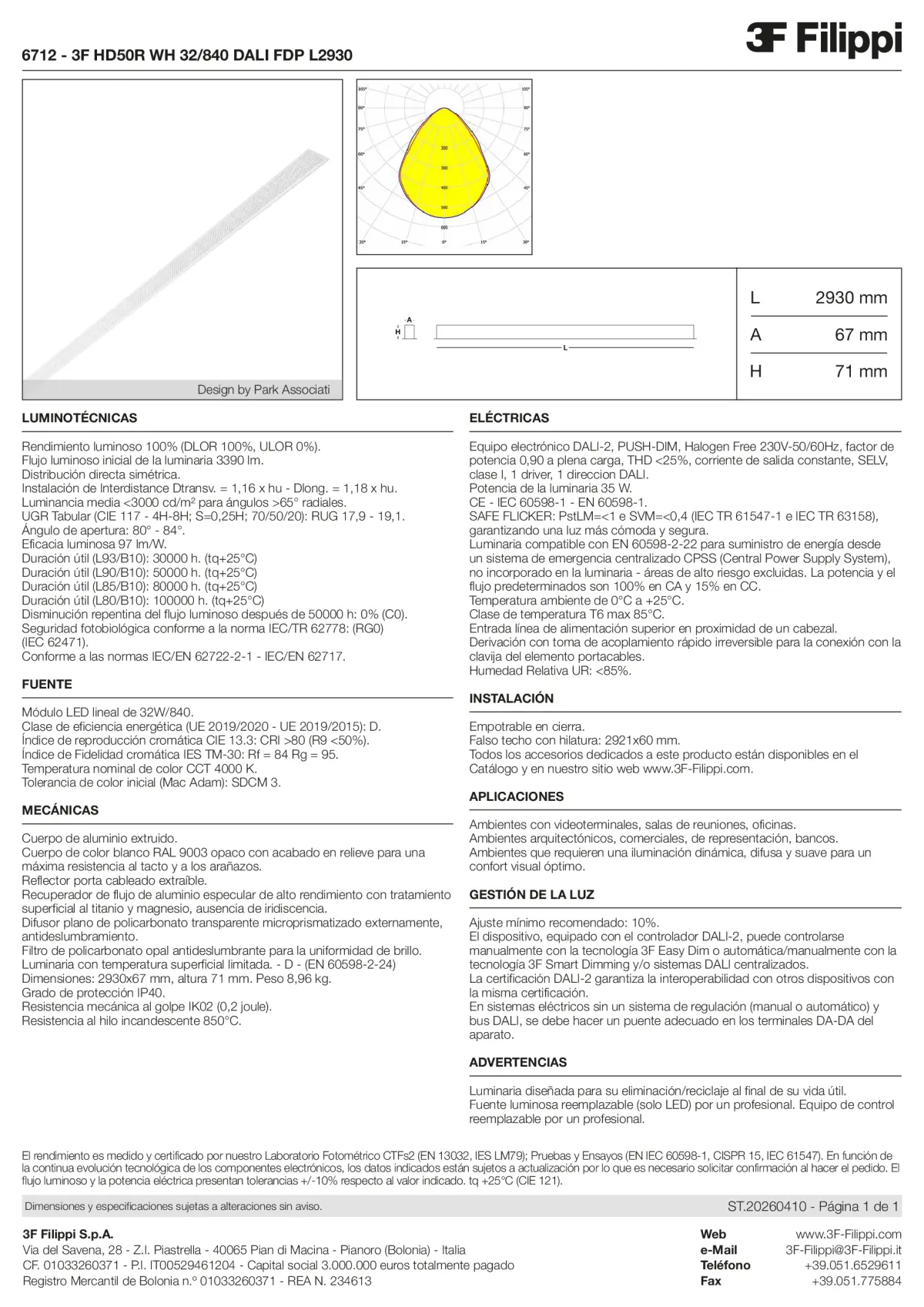 6712 - 3F HD50R WH 32-840 DALI FDP L2930 - Datasheet - es