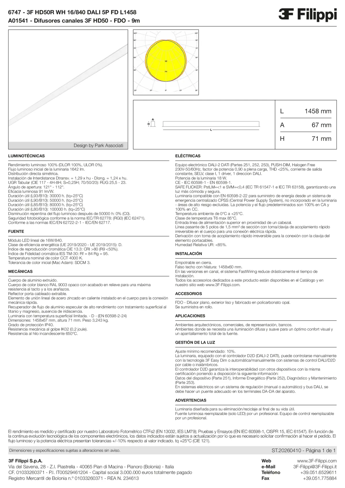 6747+A01541 - 3F HD50R WH 16-840 DALI 5P FD L1458 + FDO - Datasheet - es