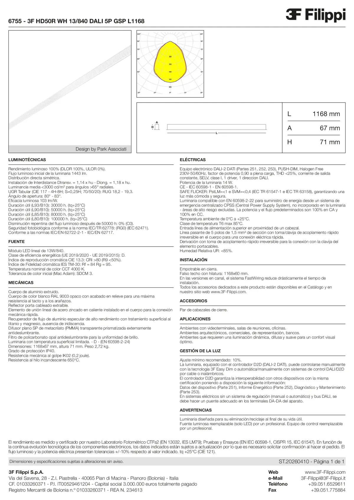 6755 - 3F HD50R WH 13-840 DALI 5P GSP L1168 - Datasheet - es