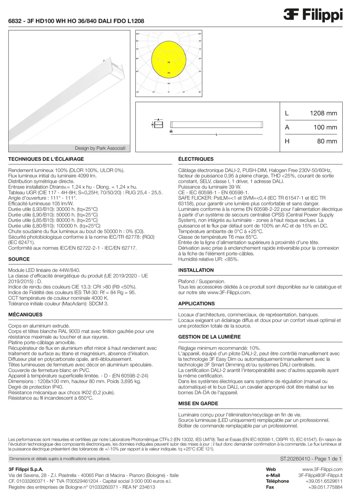 6832 - 3F HD100 WH HO 36-840 DALI FDO L1208 - Datasheet - fr