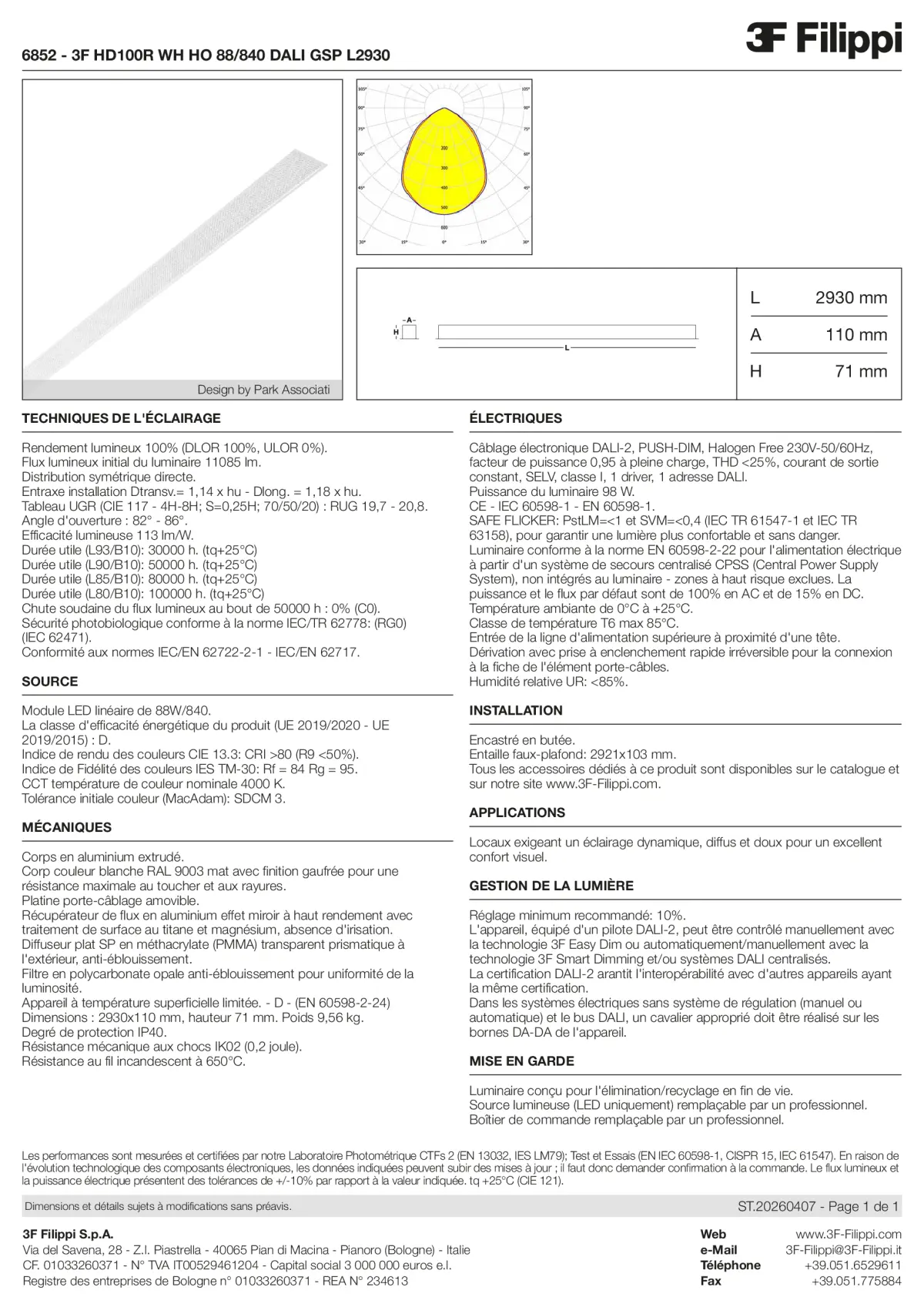 6852 - 3F HD100R WH HO 88-840 DALI GSP L2930 - Datasheet - fr