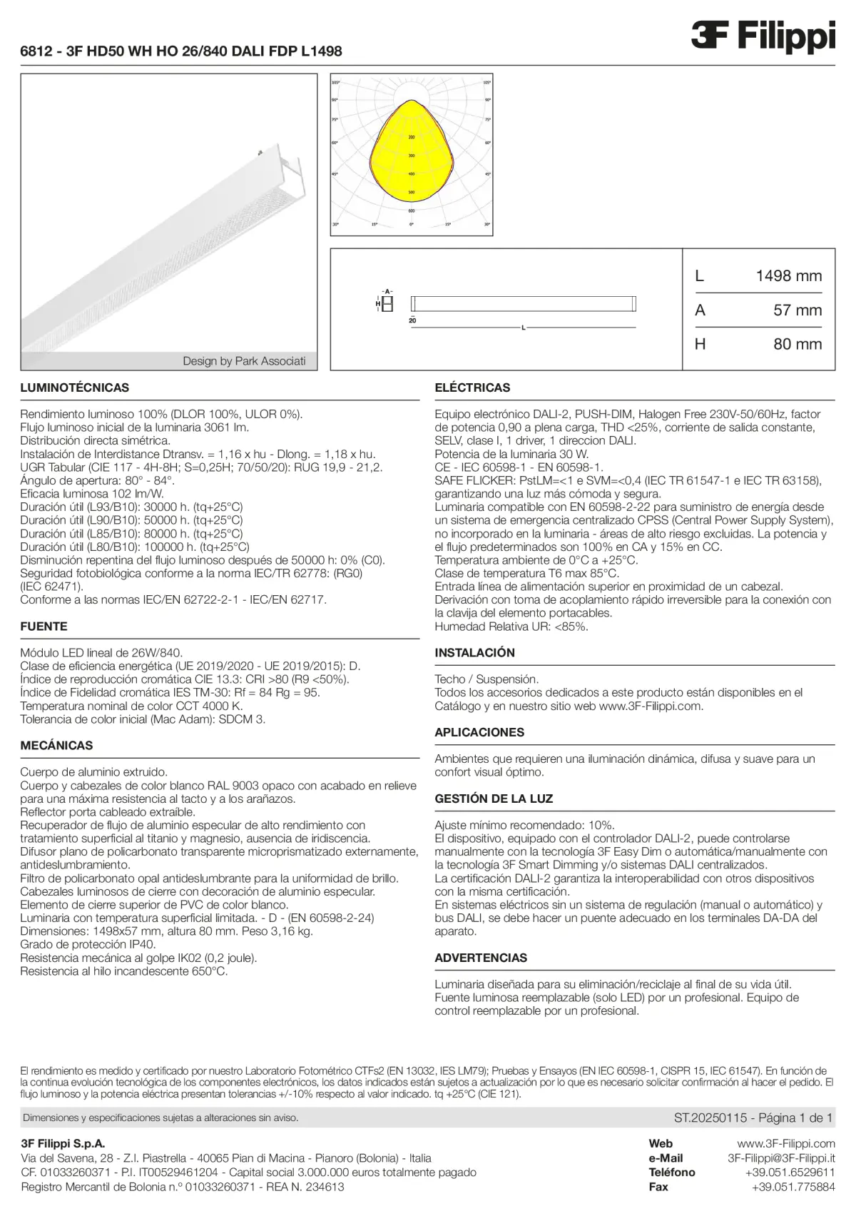 6812 - 3F HD50 WH HO 26-840 DALI FDP L1498 - Datasheet - es