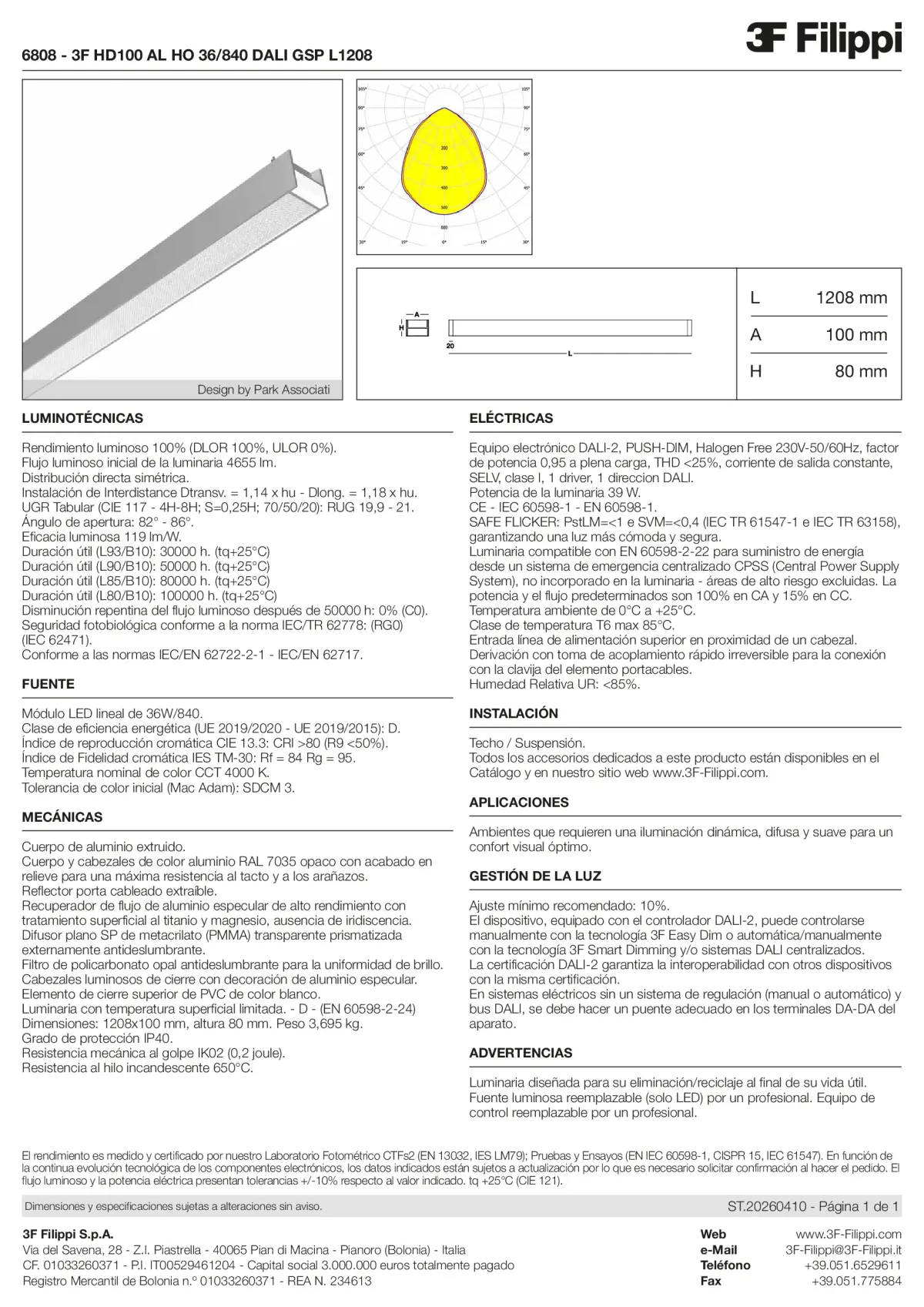 6808 - 3F HD100 AL HO 36-840 DALI GSP L1208 - Datasheet - es