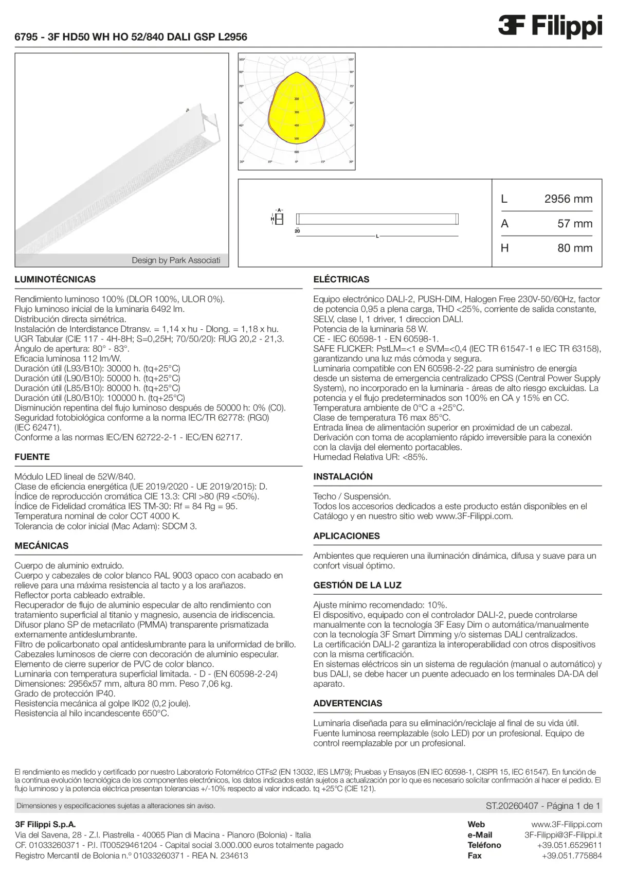 6795 - 3F HD50 WH HO 52-840 DALI GSP L2956 - Datasheet - es