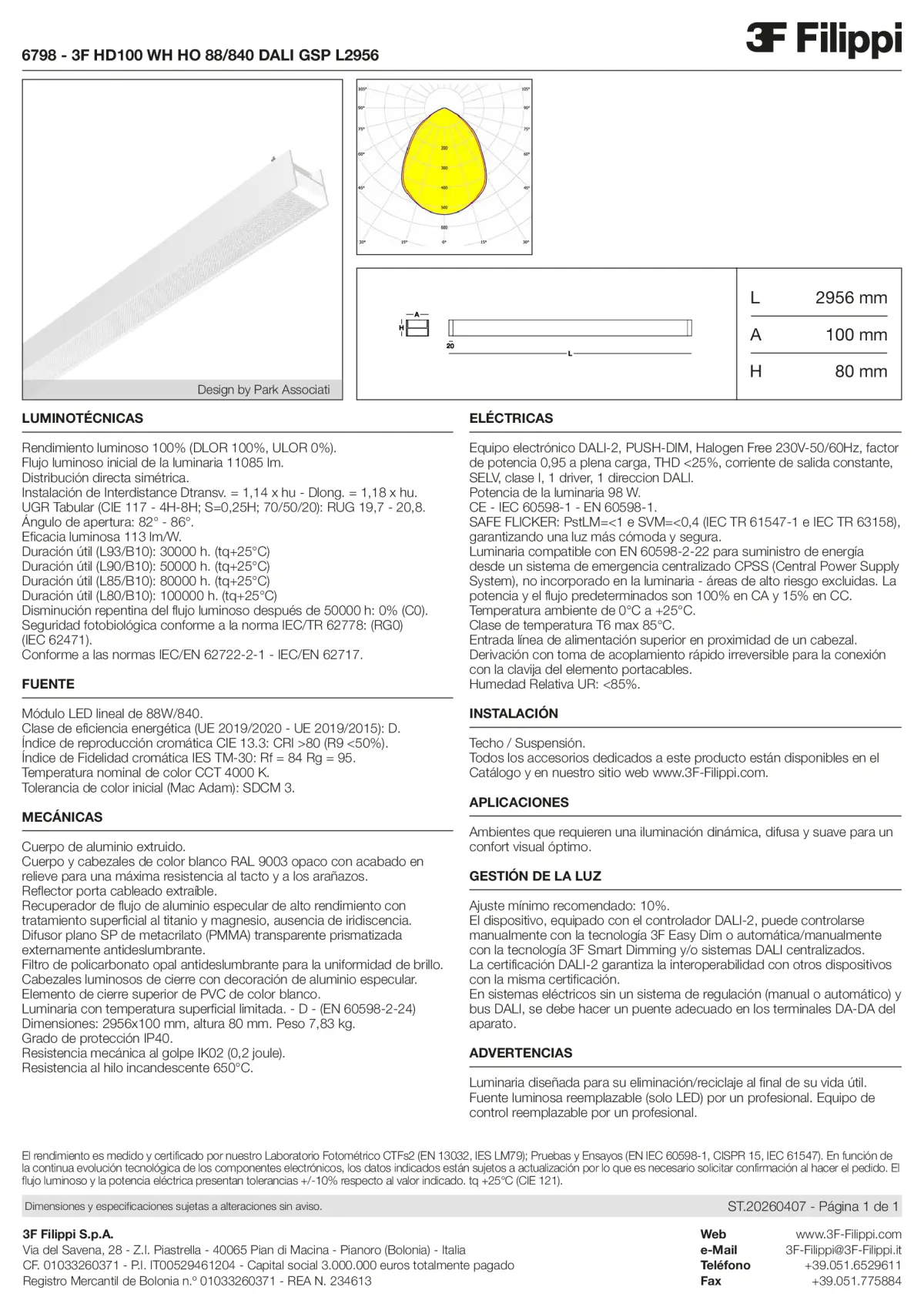 6798 - 3F HD100 WH HO 88-840 DALI GSP L2956 - Datasheet - es