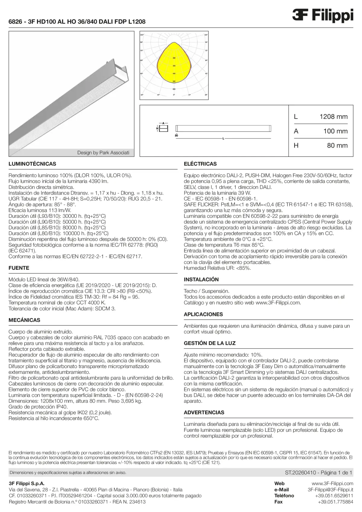 6826 - 3F HD100 AL HO 36-840 DALI FDP L1208 - Datasheet - es