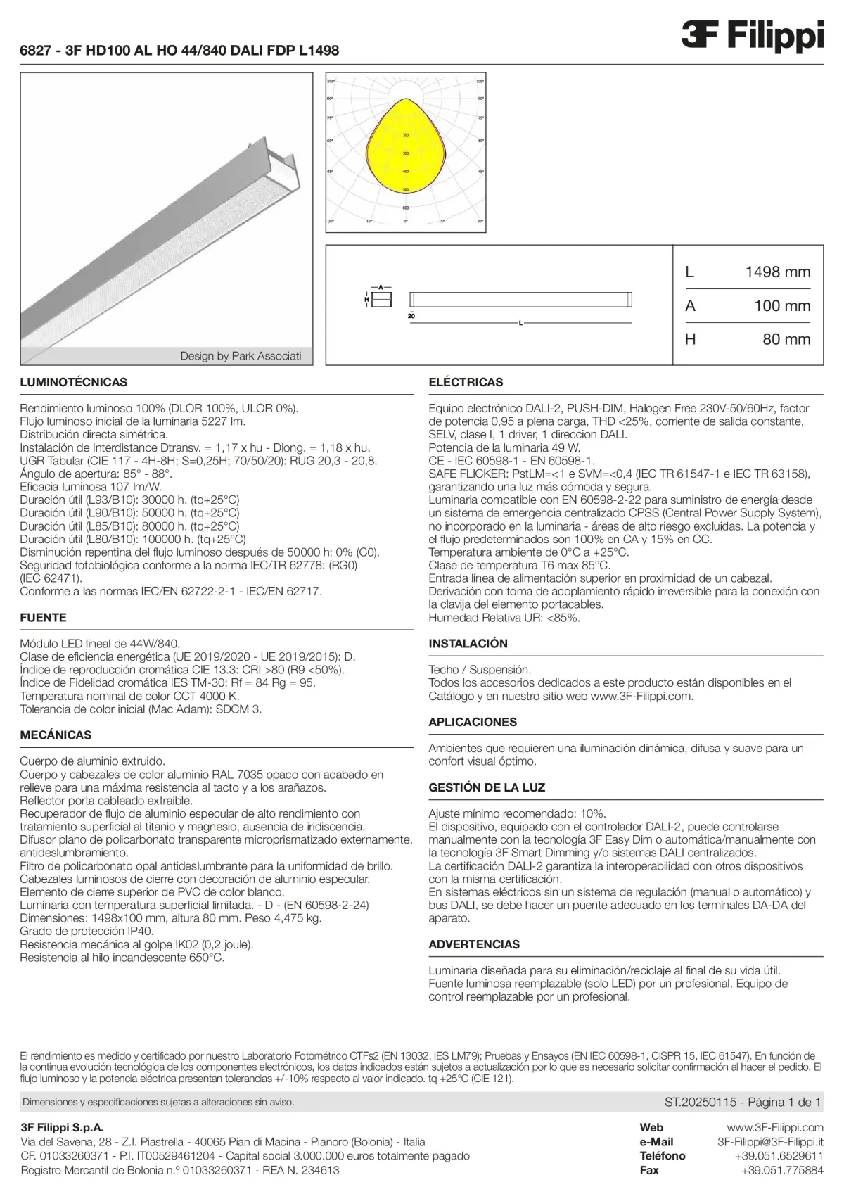 6827 - 3F HD100 AL HO 44-840 DALI FDP L1498 - Datasheet - es