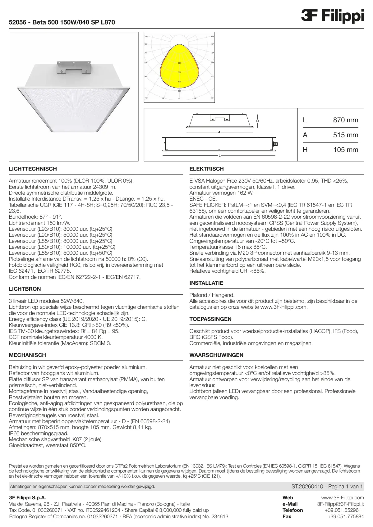52056 - Beta 500 150W-840 SP L870 - Datasheet - nl