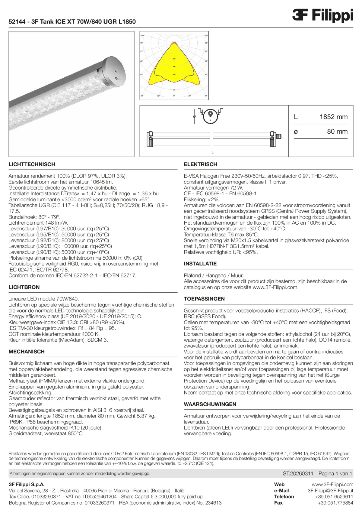 52144 - 3F Tank ICE XT 70W-840 UGR L1850 - Datasheet - nl