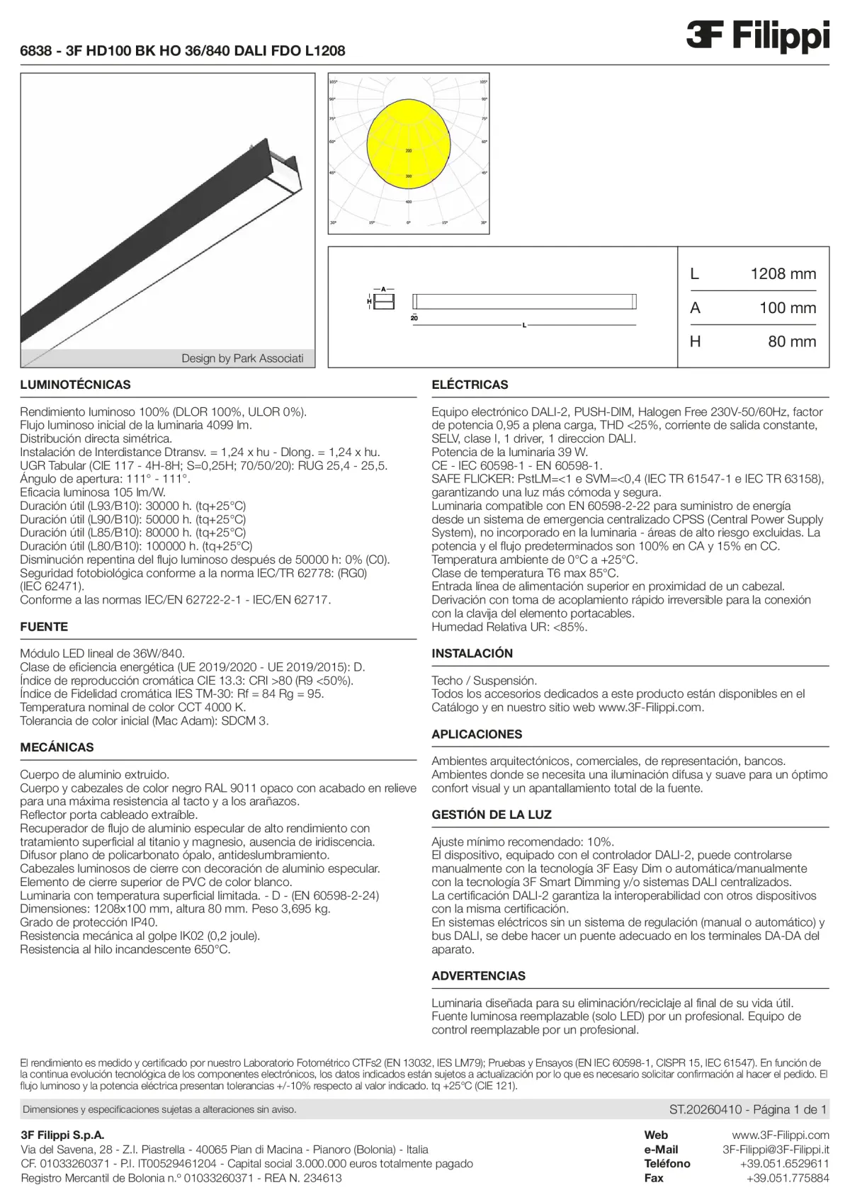 6838 - 3F HD100 BK HO 36-840 DALI FDO L1208 - Datasheet - es