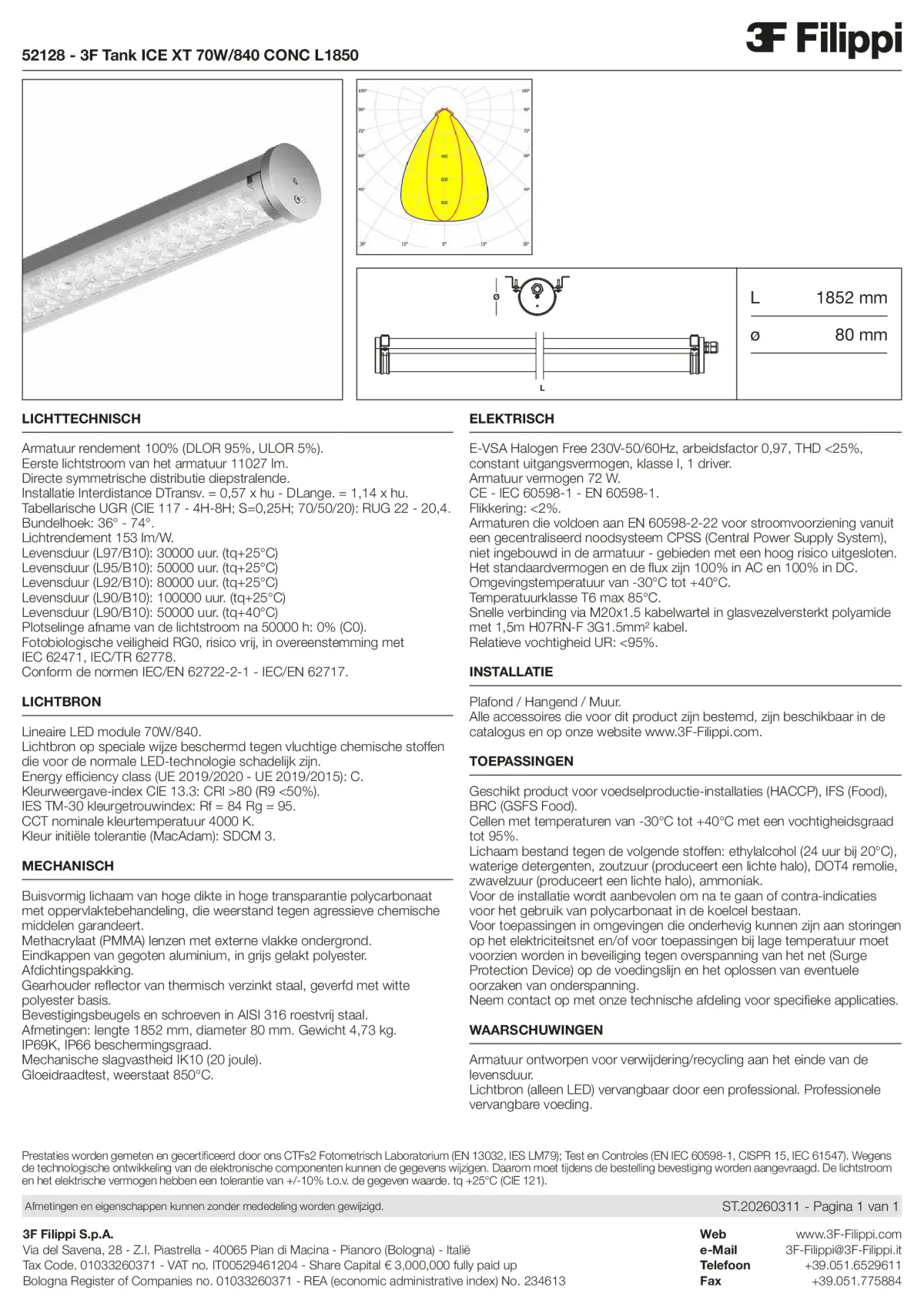 52128 - 3F Tank ICE XT 70W-840 CONC L1850 - Datasheet - nl