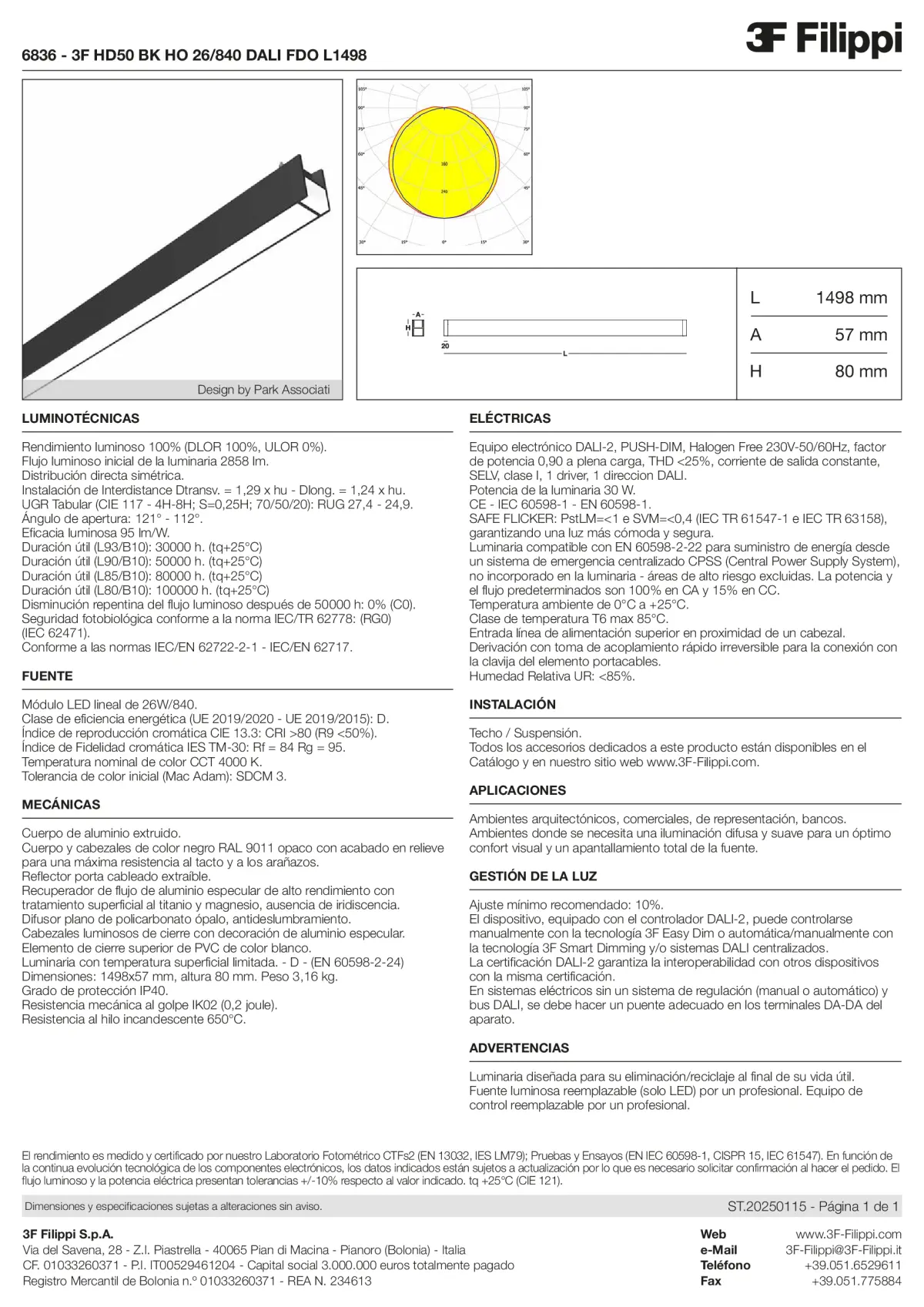 6836 - 3F HD50 BK HO 26-840 DALI FDO L1498 - Datasheet - es