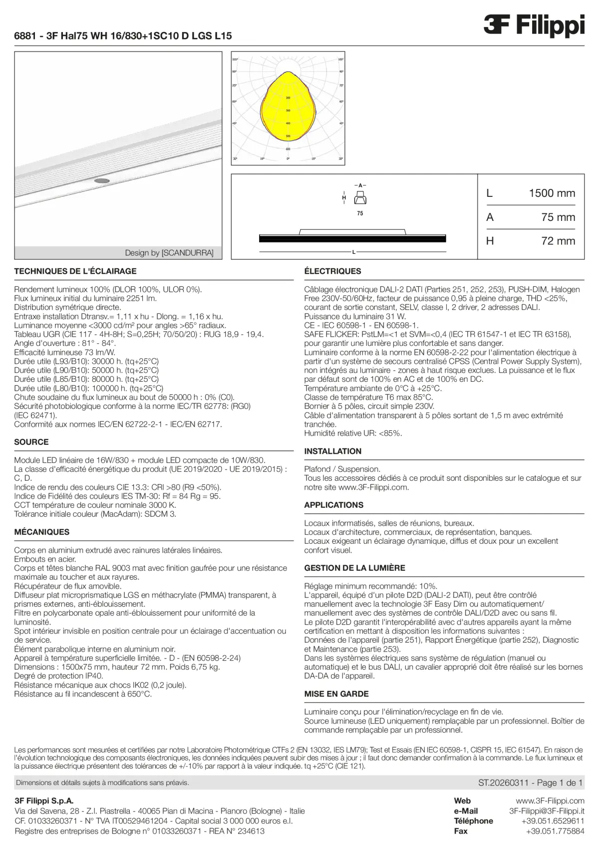 6881 - 3F Hal75 WH 16-830+1SC10 D LGS L15 - Datasheet - fr