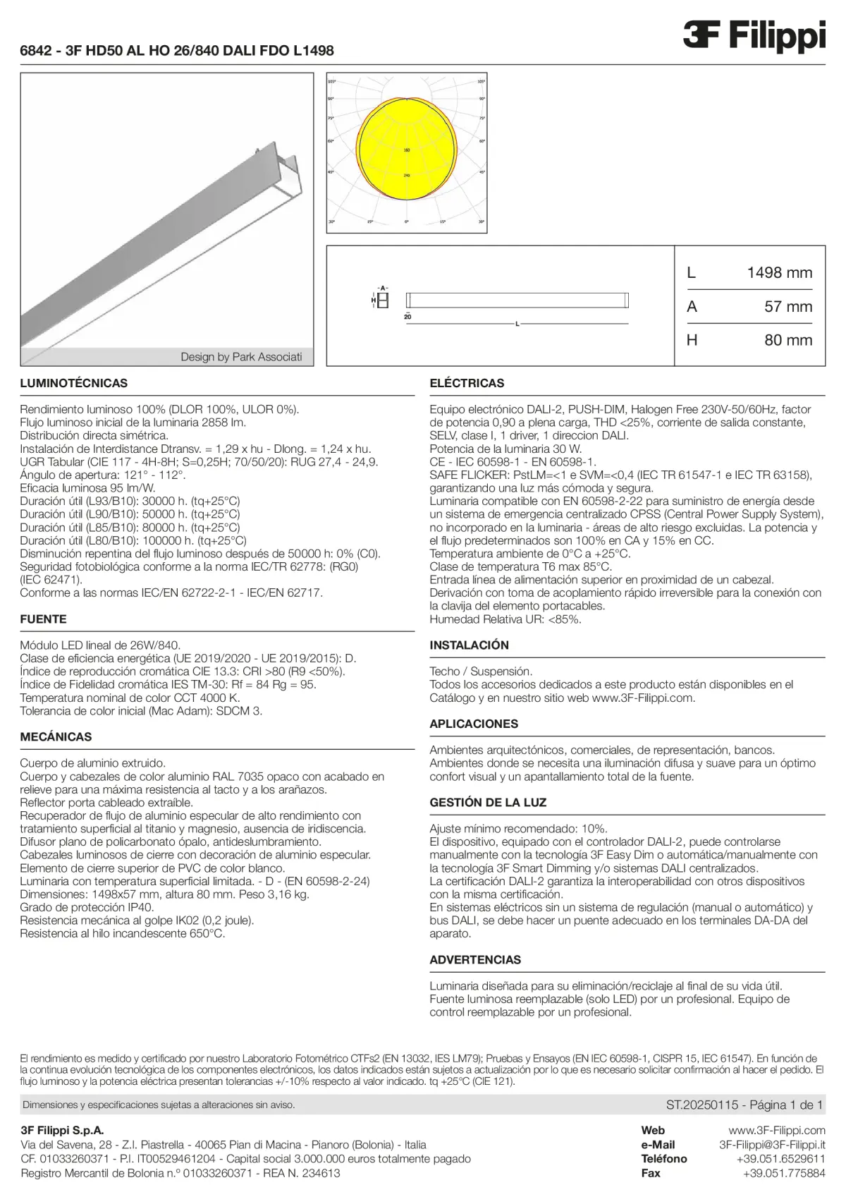 6842 - 3F HD50 AL HO 26-840 DALI FDO L1498 - Datasheet - es