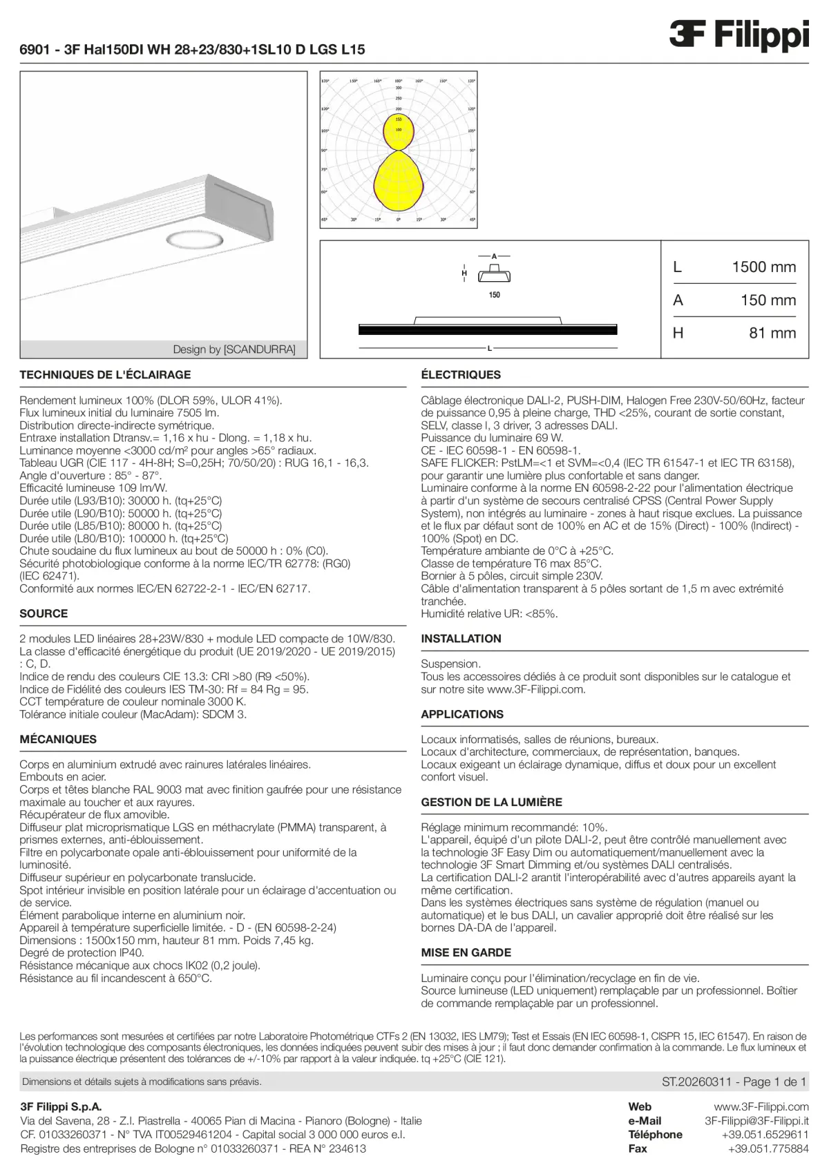 6901 - 3F Hal150DI WH 28+23-830+1SL10 D LGS L15 - Datasheet - fr