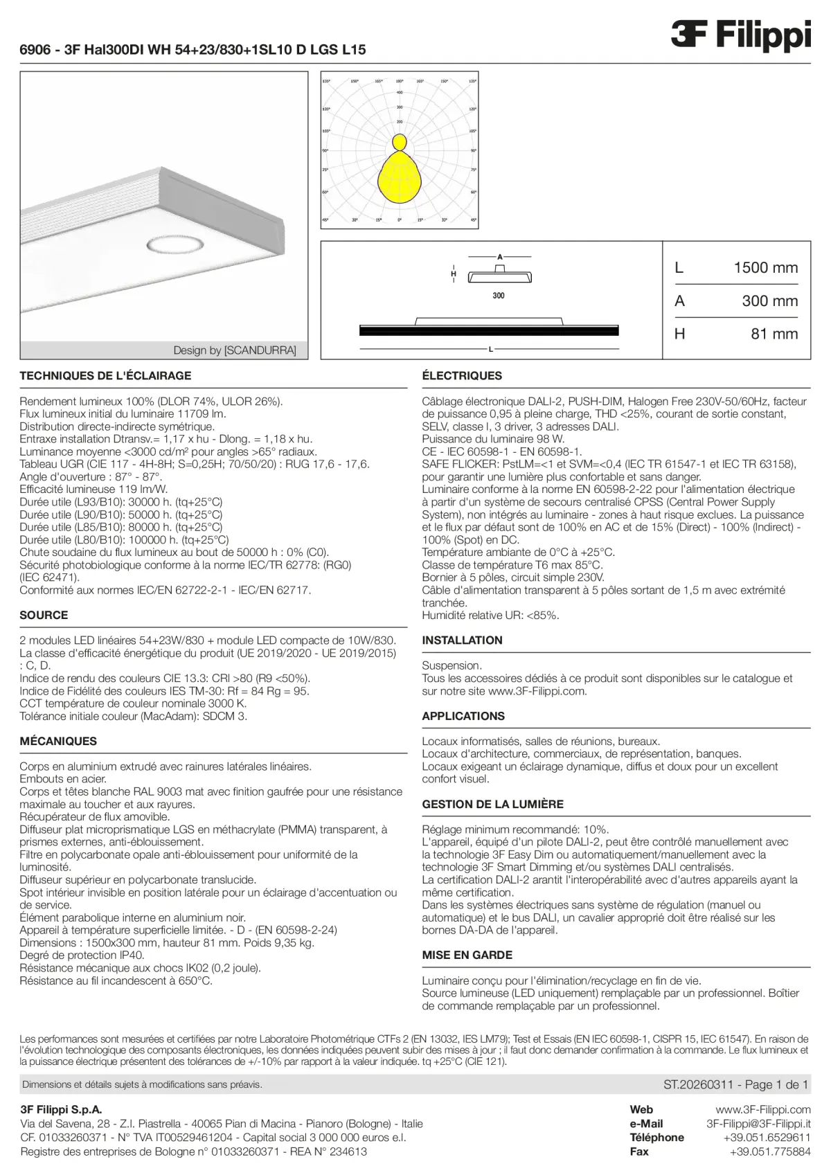 6906 - 3F Hal300DI WH 54+23-830+1SL10 D LGS L15 - Datasheet - fr