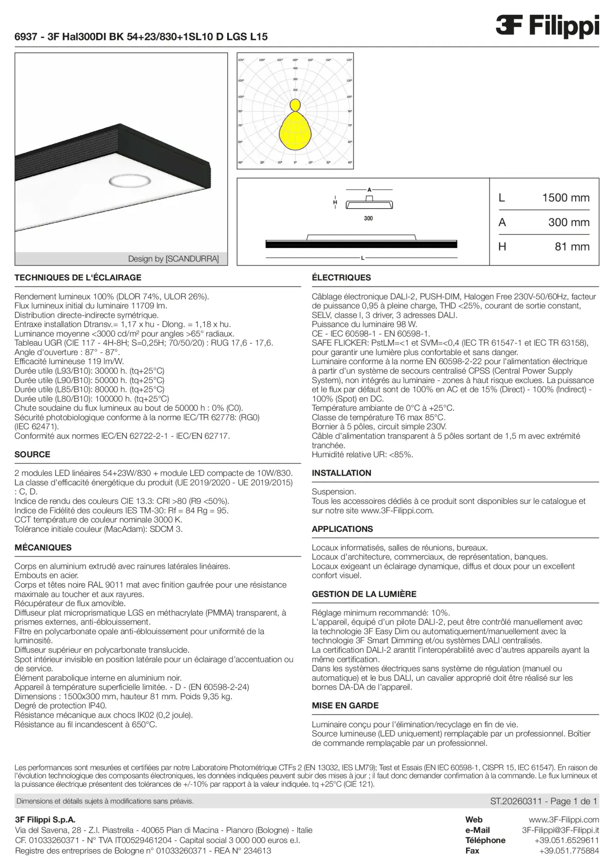 6937 - 3F Hal300DI BK 54+23-830+1SL10 D LGS L15 - Datasheet - fr