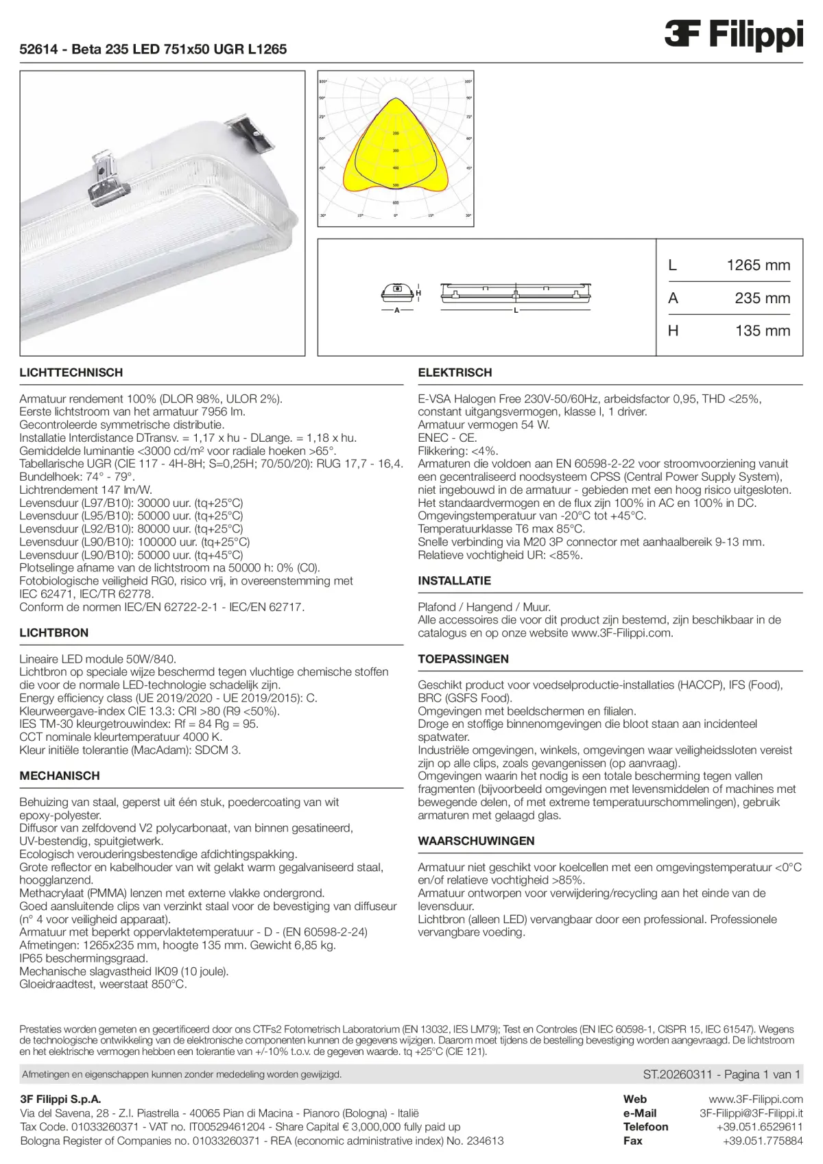 52614 - Beta 235 LED 751x50 UGR L1265 - Datasheet - nl