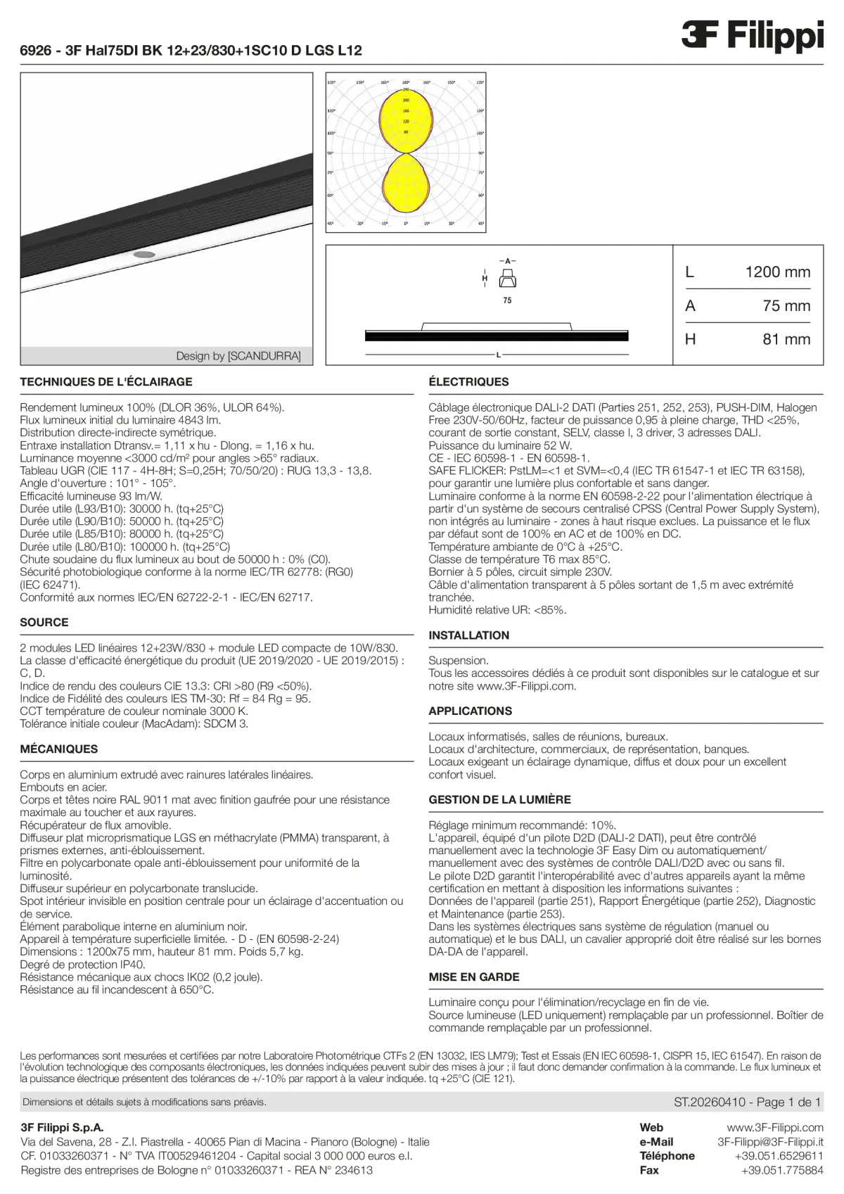 6926 - 3F Hal75DI BK 12+23-830+1SC10 D LGS L12 - Datasheet - fr