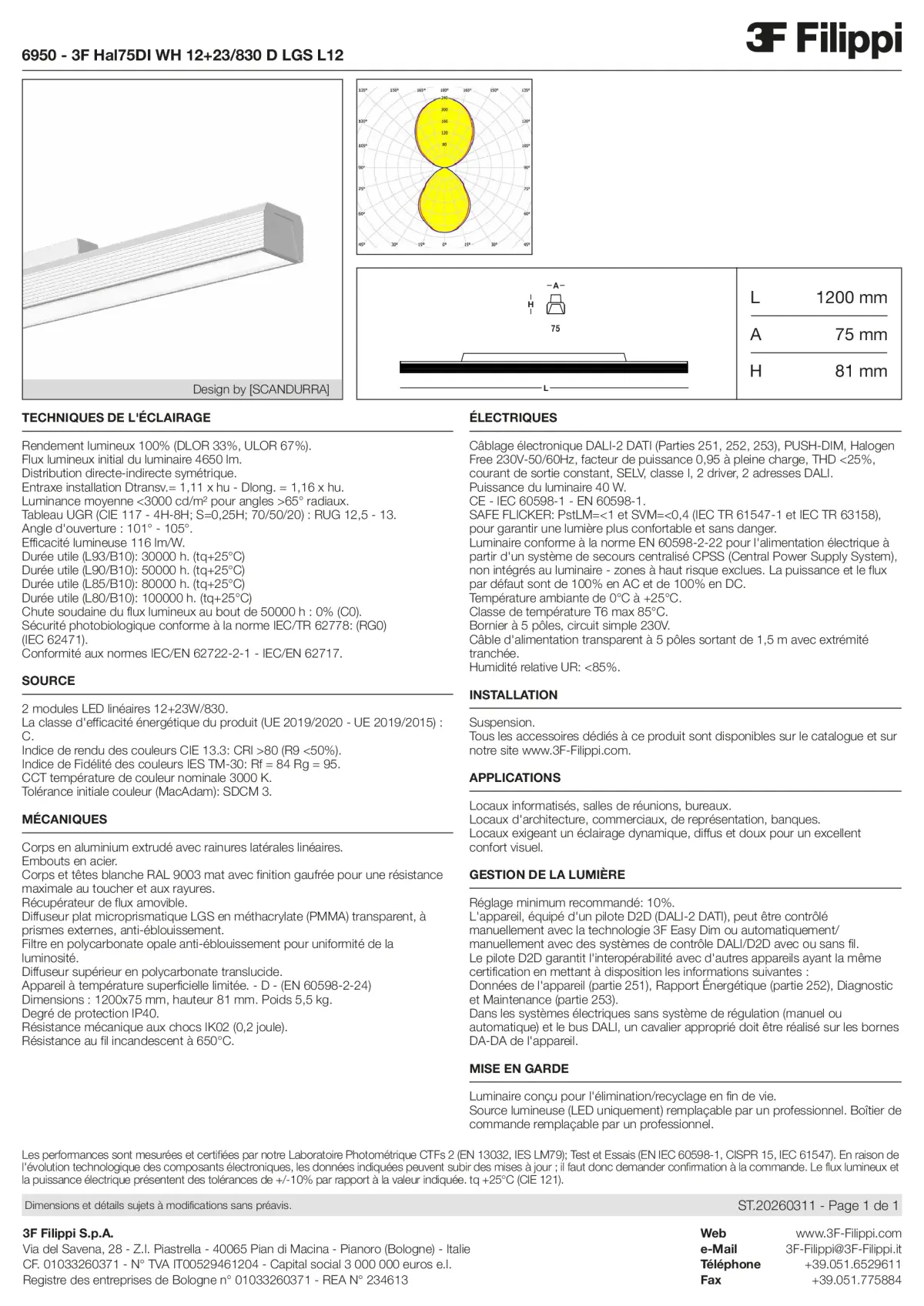 6950 - 3F Hal75DI WH 12+23-830 D LGS L12 - Datasheet - fr