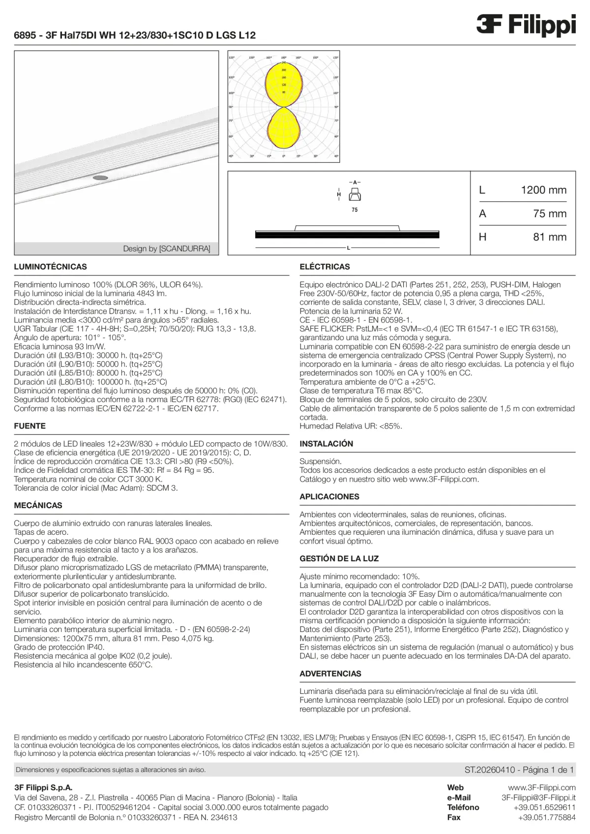 6895 - 3F Hal75DI WH 12+23-830+1SC10 D LGS L12 - Datasheet - es
