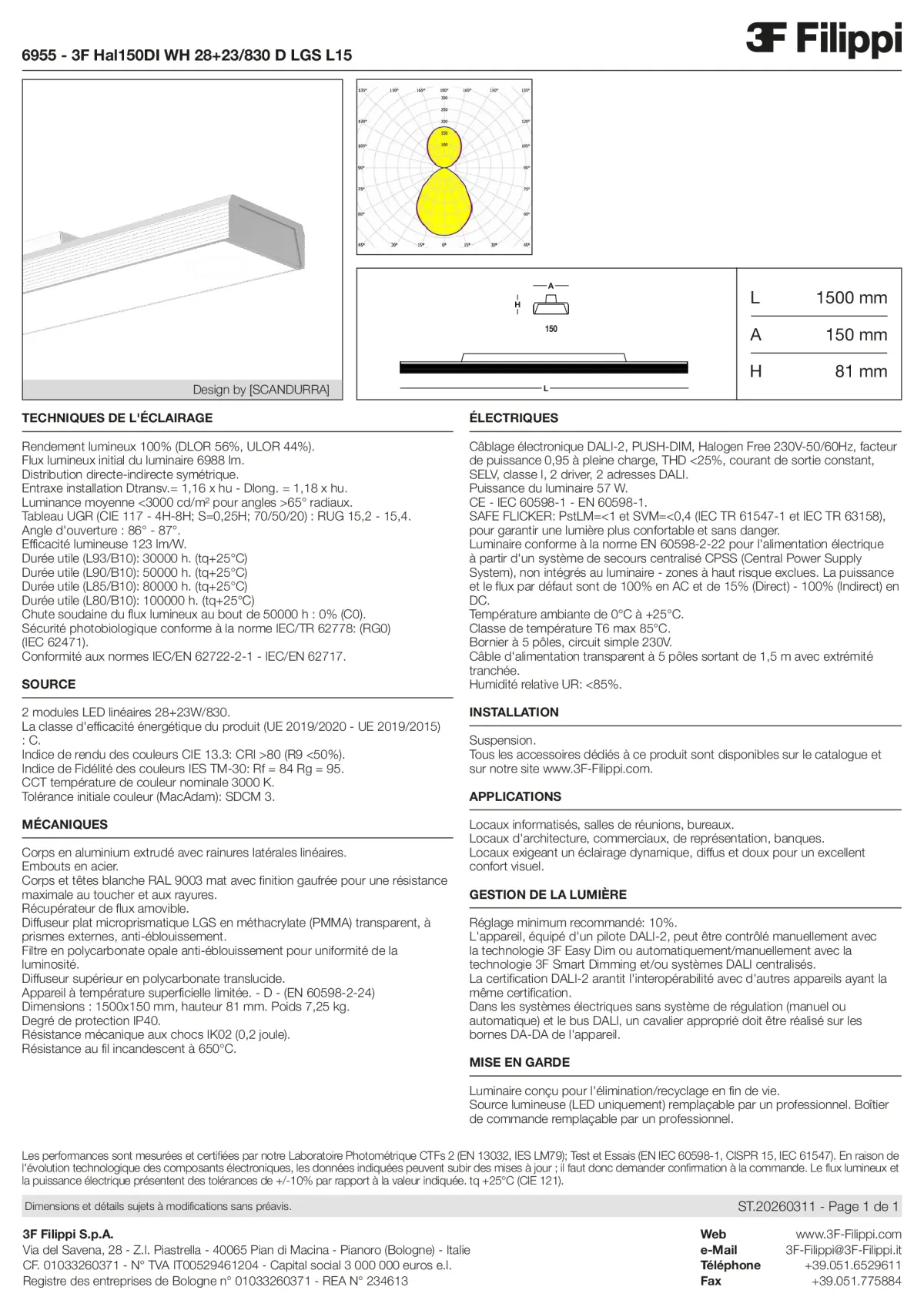 6955 - 3F Hal150DI WH 28+23-830 D LGS L15 - Datasheet - fr