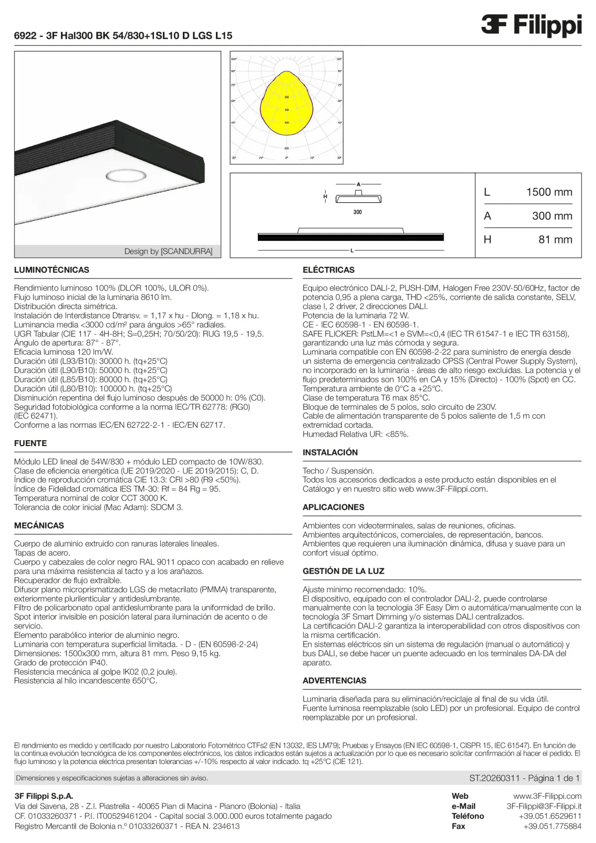 6922 - 3F Hal300 BK 54-830+1SL10 D LGS L15 - Datasheet - es