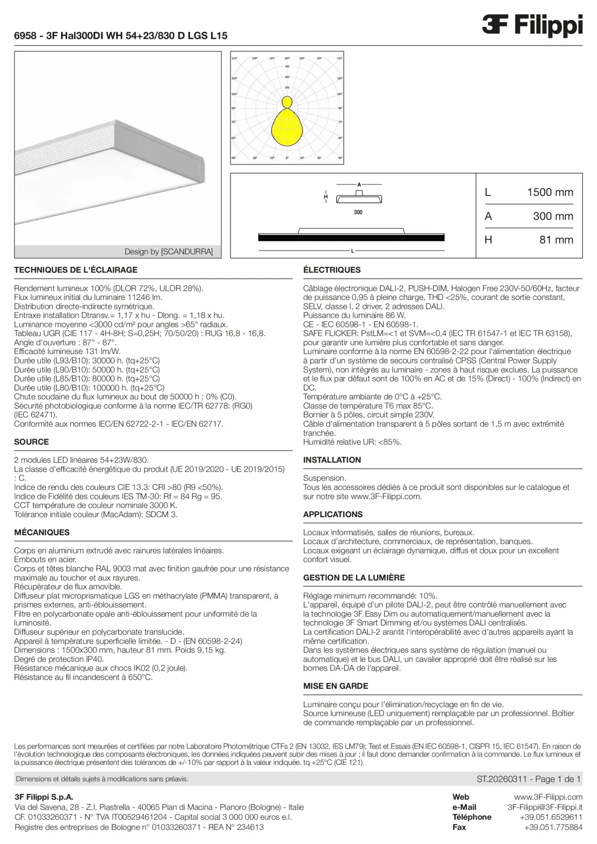 6958 - 3F Hal300DI WH 54+23-830 D LGS L15 - Datasheet - fr